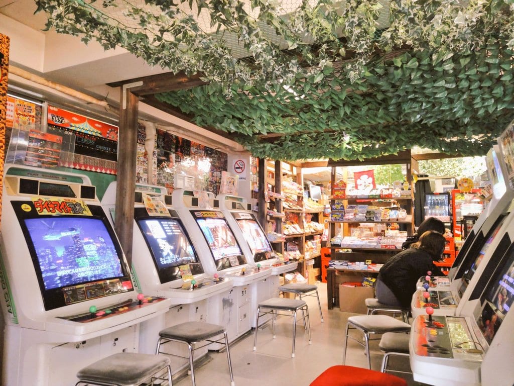 The retro arcade on Super Potato's top floor.