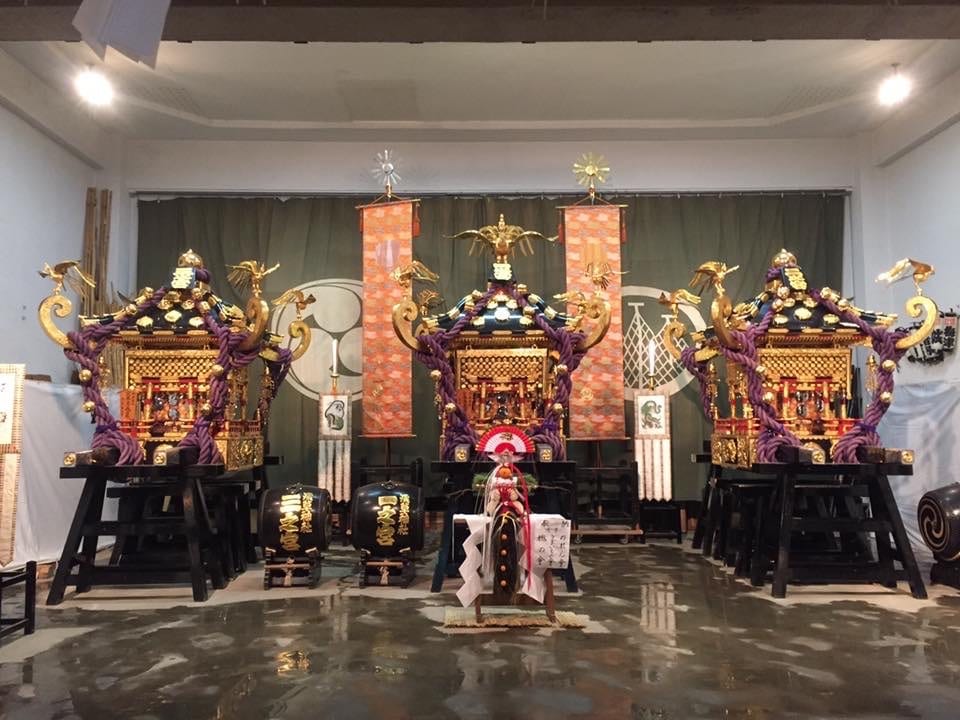 Gilded portable shrines of the Sanja Matsuri at Asakusa Shrine.