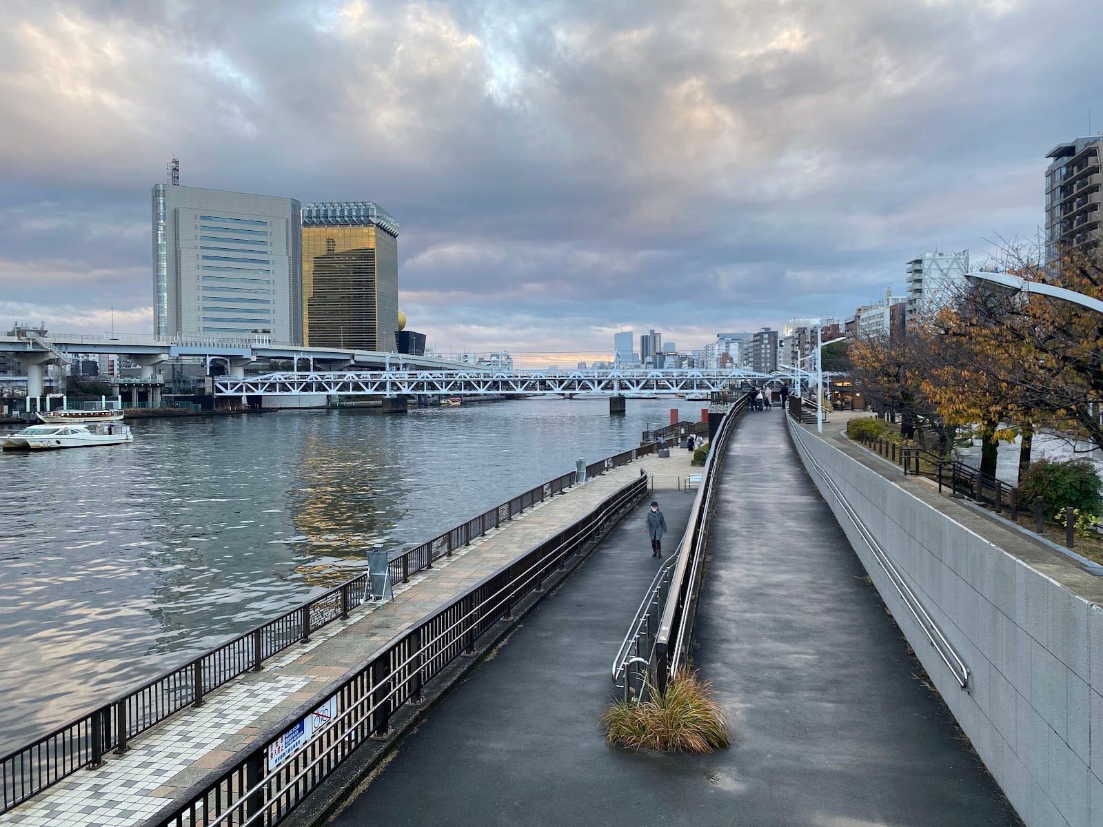 Sumida Park's riverside promenade by the water.
