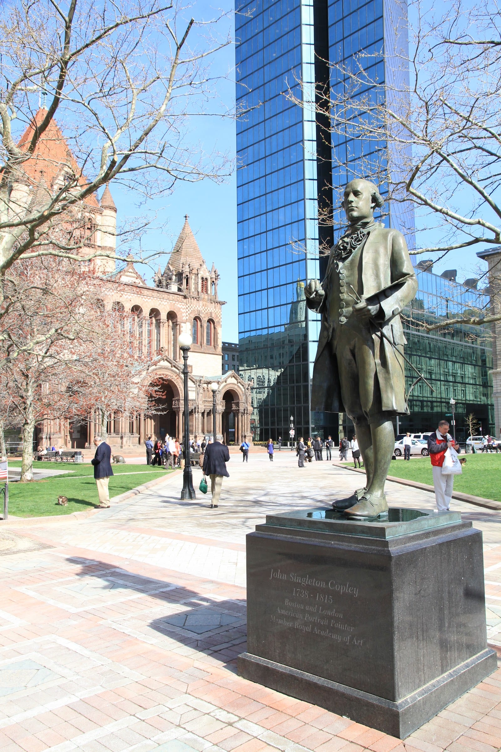 Copley Square plaza with Trinity Church in the background.