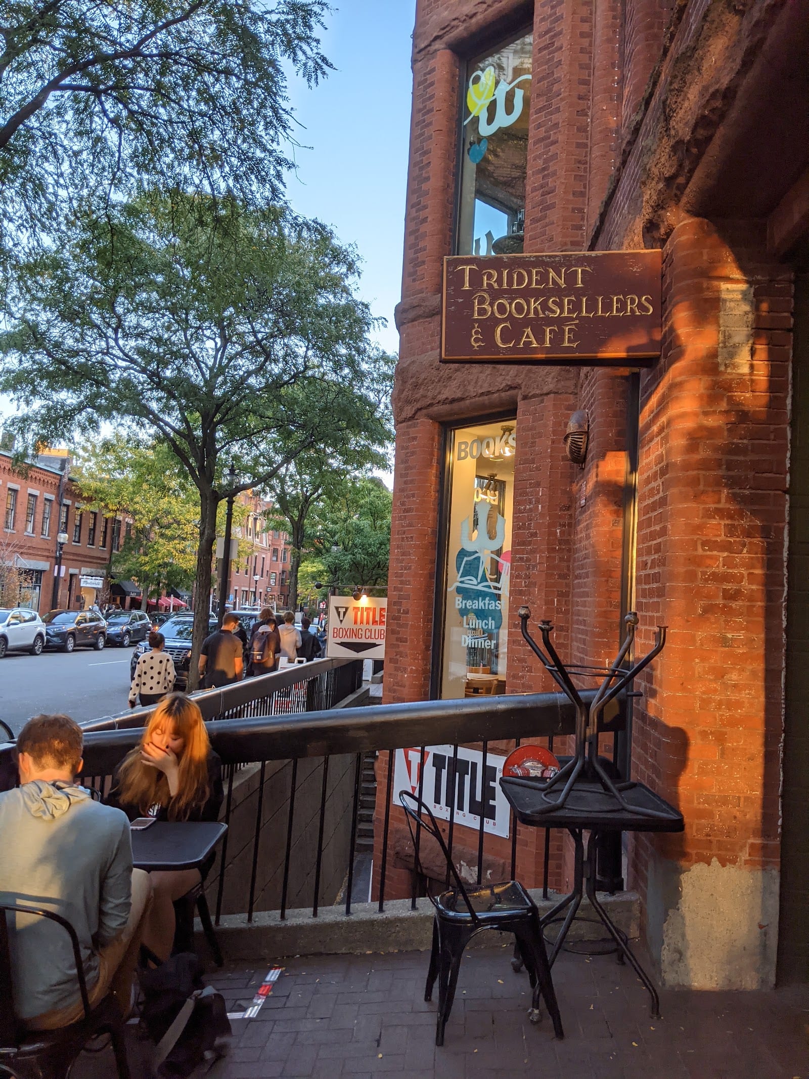 Trident Booksellers & Cafe storefront on Newbury Street.