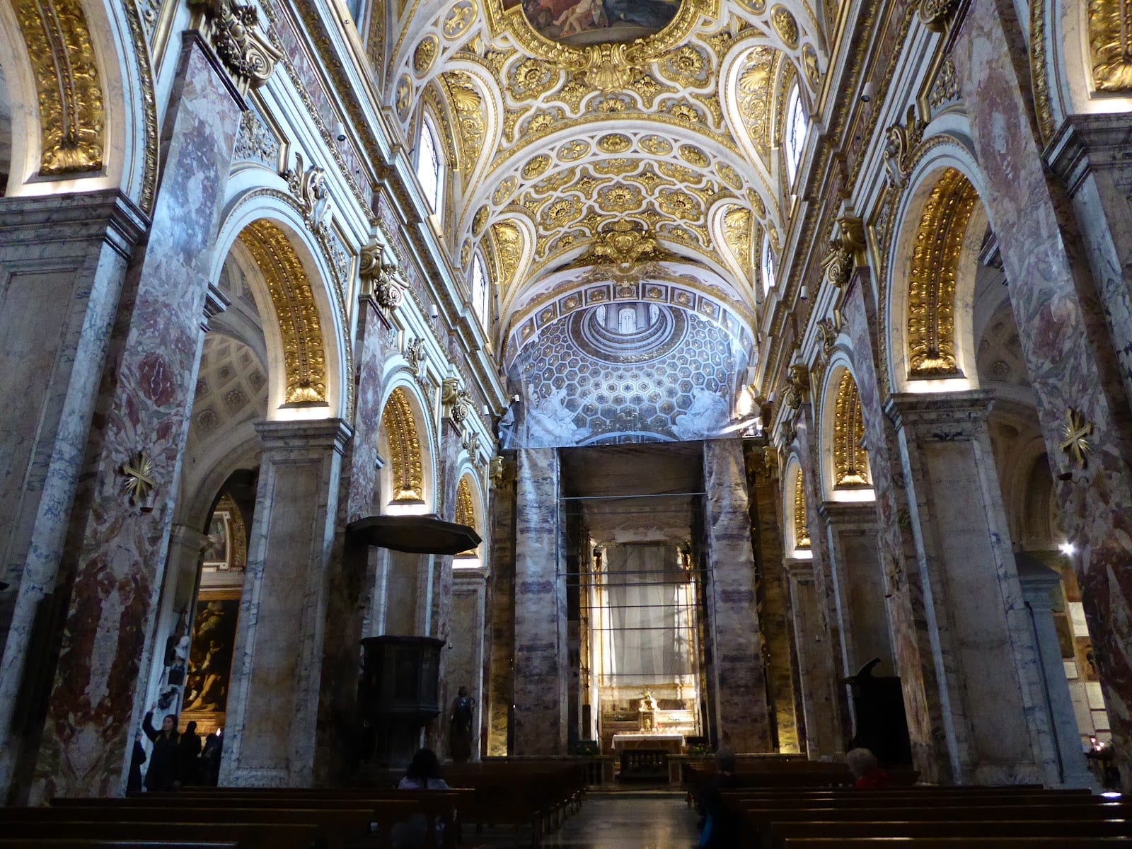 The gilded nave of San Luigi dei Francesi, the French national church in Rome.