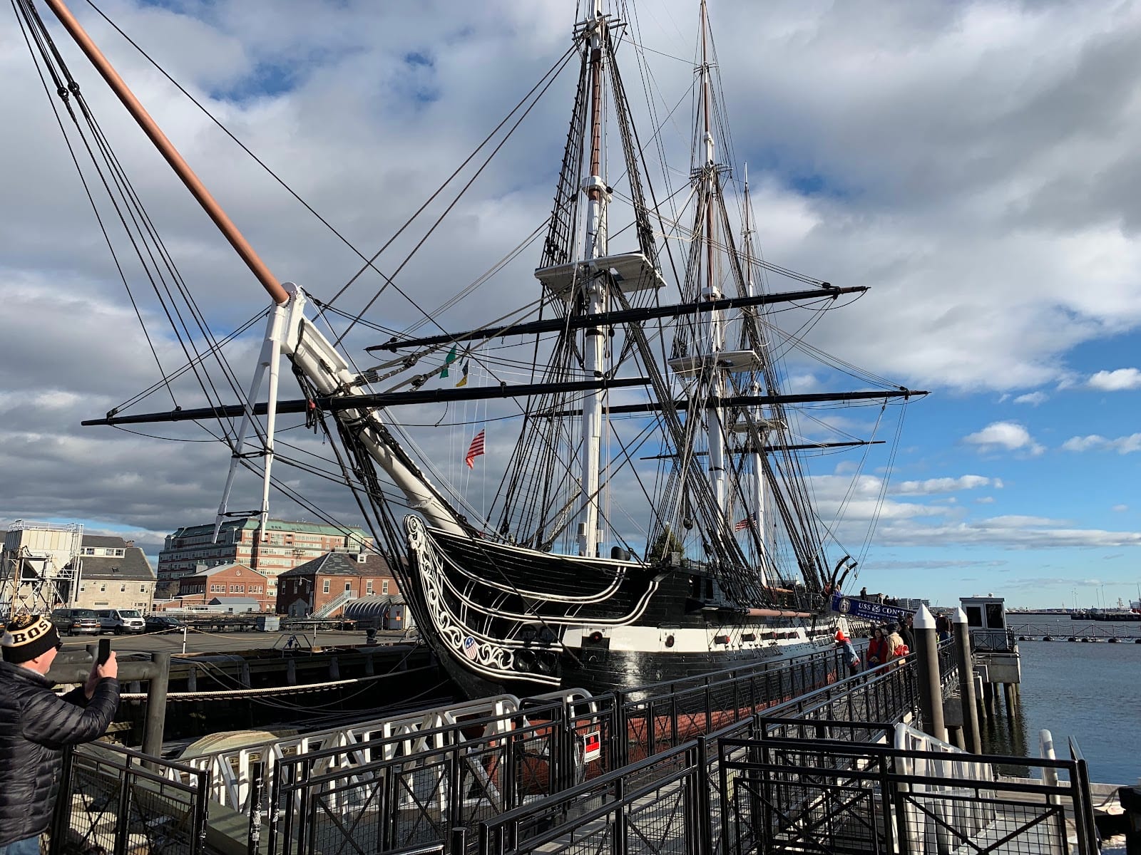 USS Constitution docked at Charlestown Navy Yard, Boston.