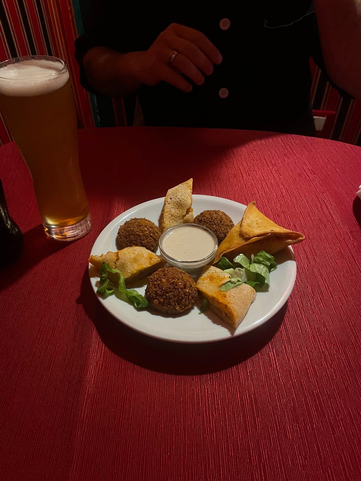 A plate of sambusa with dipping sauce at Africa Restaurant.