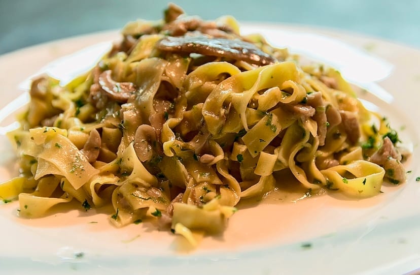 A plate of tagliatelle at Trattoria Monti in Rome.