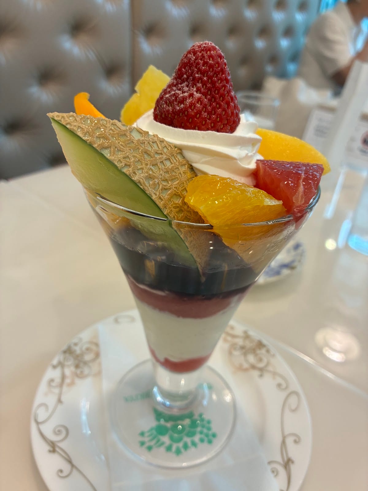 A seasonal fruit parfait at Ginza Sembikiya.