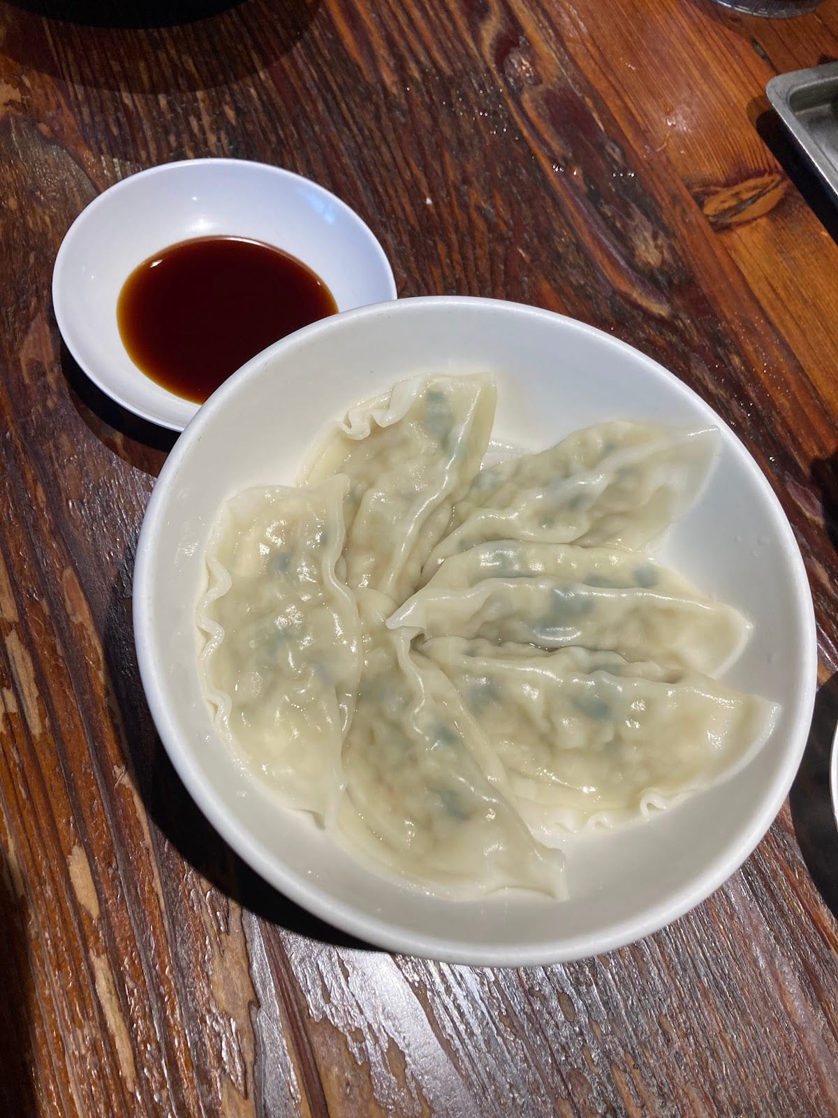 Boiled gyoza dumplings at Harajuku Gyozaro.