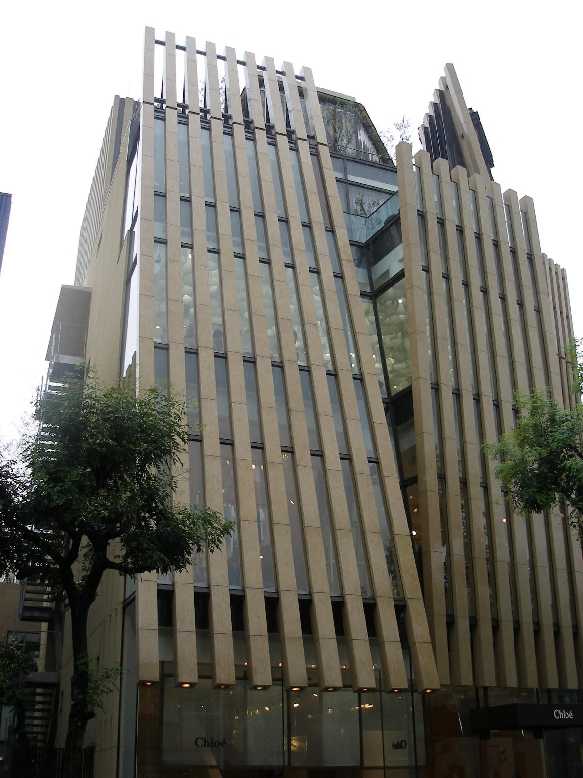 Contemporary flagship architecture along Omotesando.