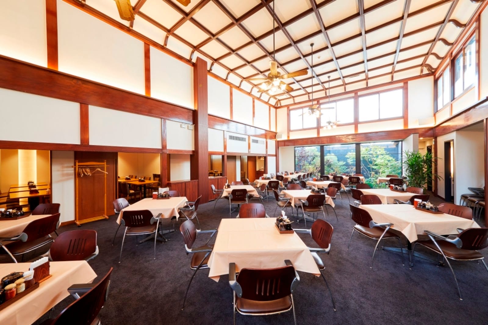 The airy former-bathhouse dining hall at Maisen Aoyama.