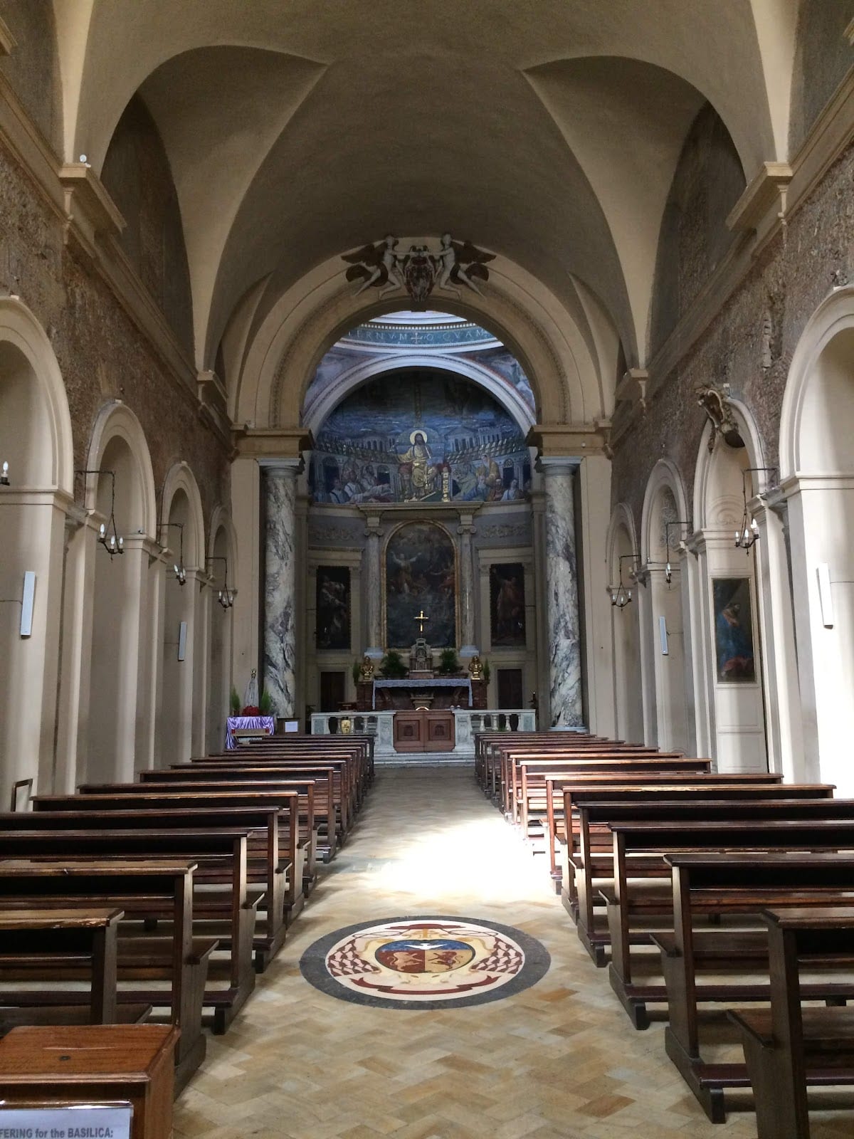 The nave of Santa Pudenziana looking toward its ancient apse mosaic.