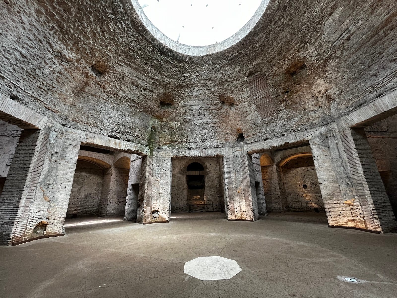 The octagonal domed room of Nero's Domus Aurea, lit through its oculus.