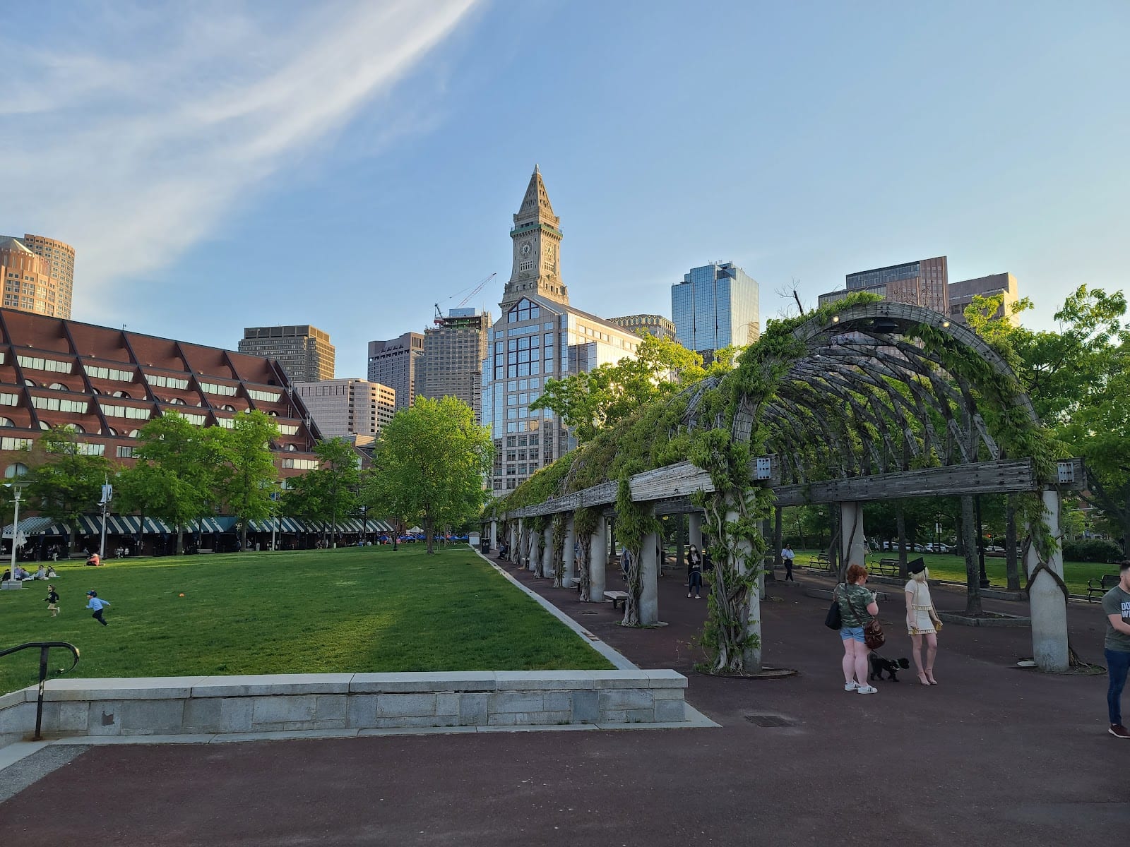 Boston waterfront near Christopher Columbus Park, harbor view.
