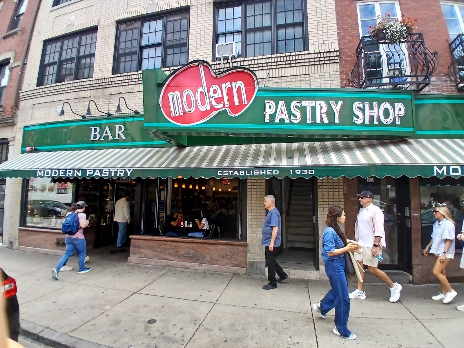 Bakery storefronts on Hanover Street in Boston's North End.