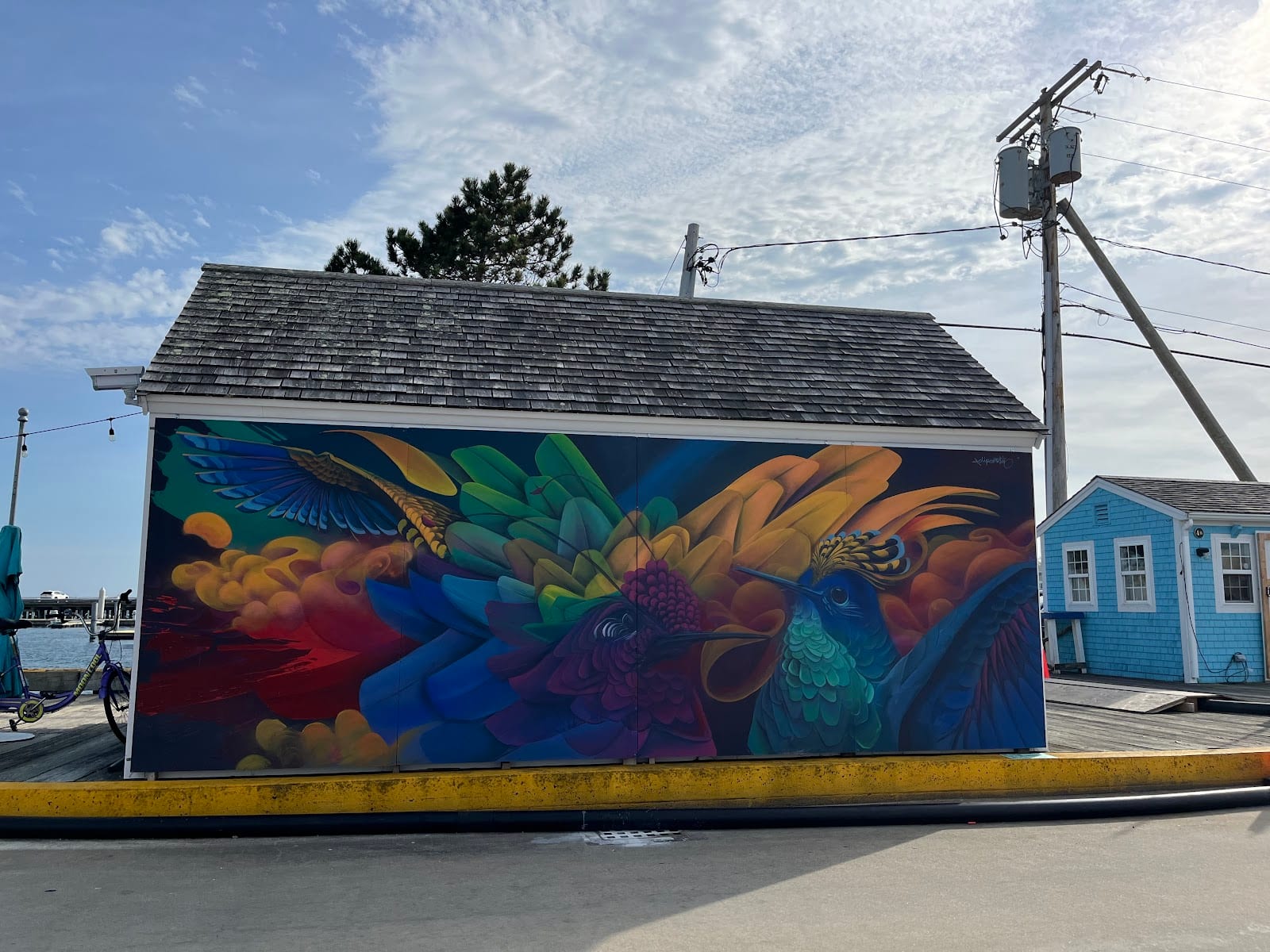 A vivid mural on a building along Commercial Street, Provincetown
