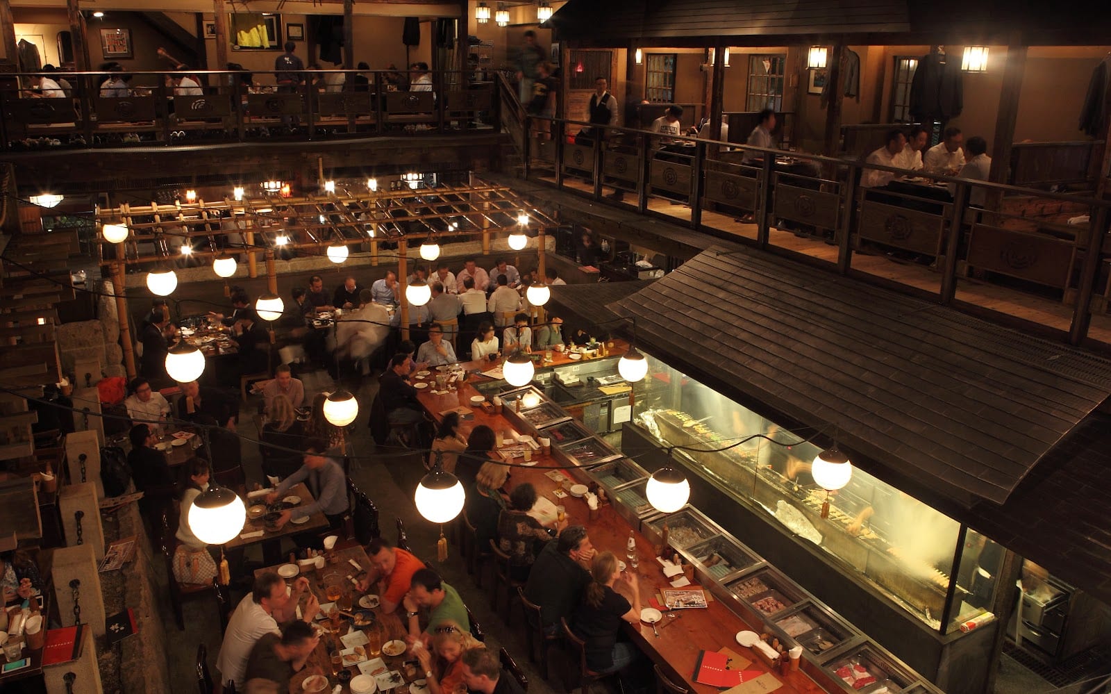 The galleried, lantern-lit wooden hall of Gonpachi Nishi-Azabu.