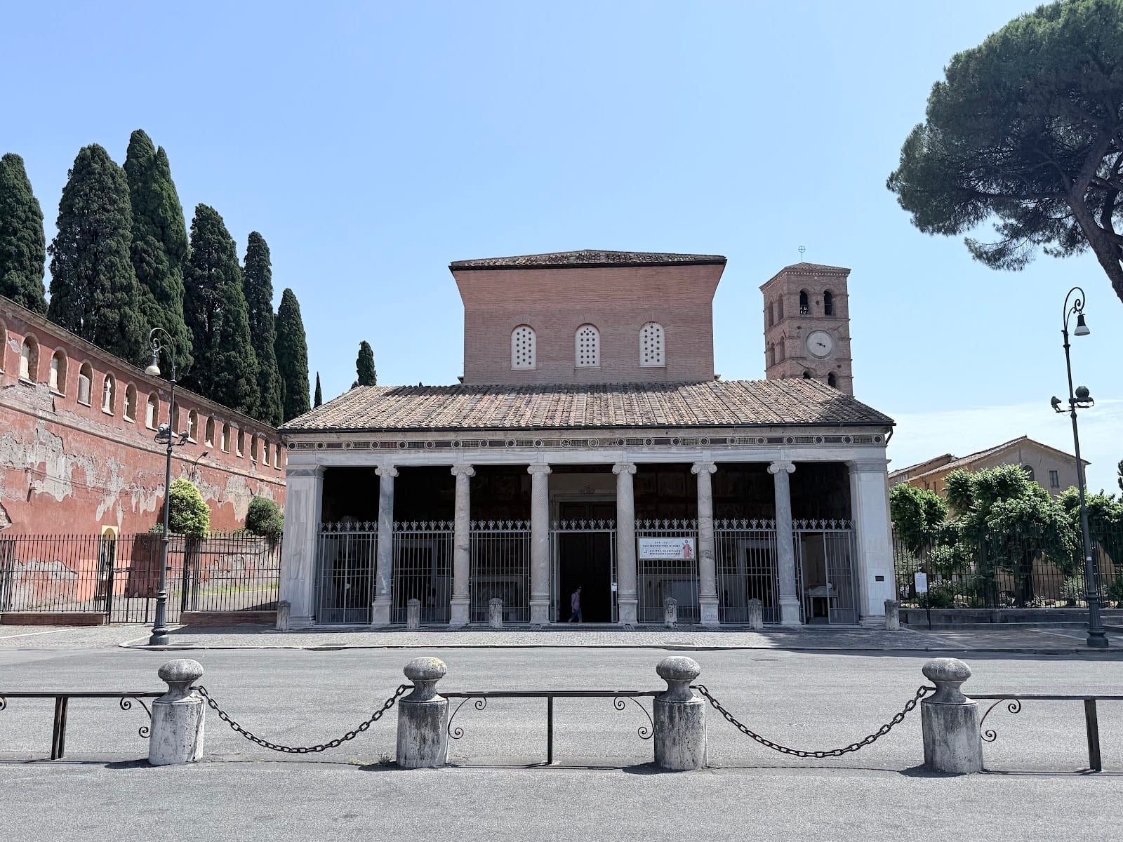 The 13th-century portico and facade of the Basilica di San Lorenzo fuori le Mura.