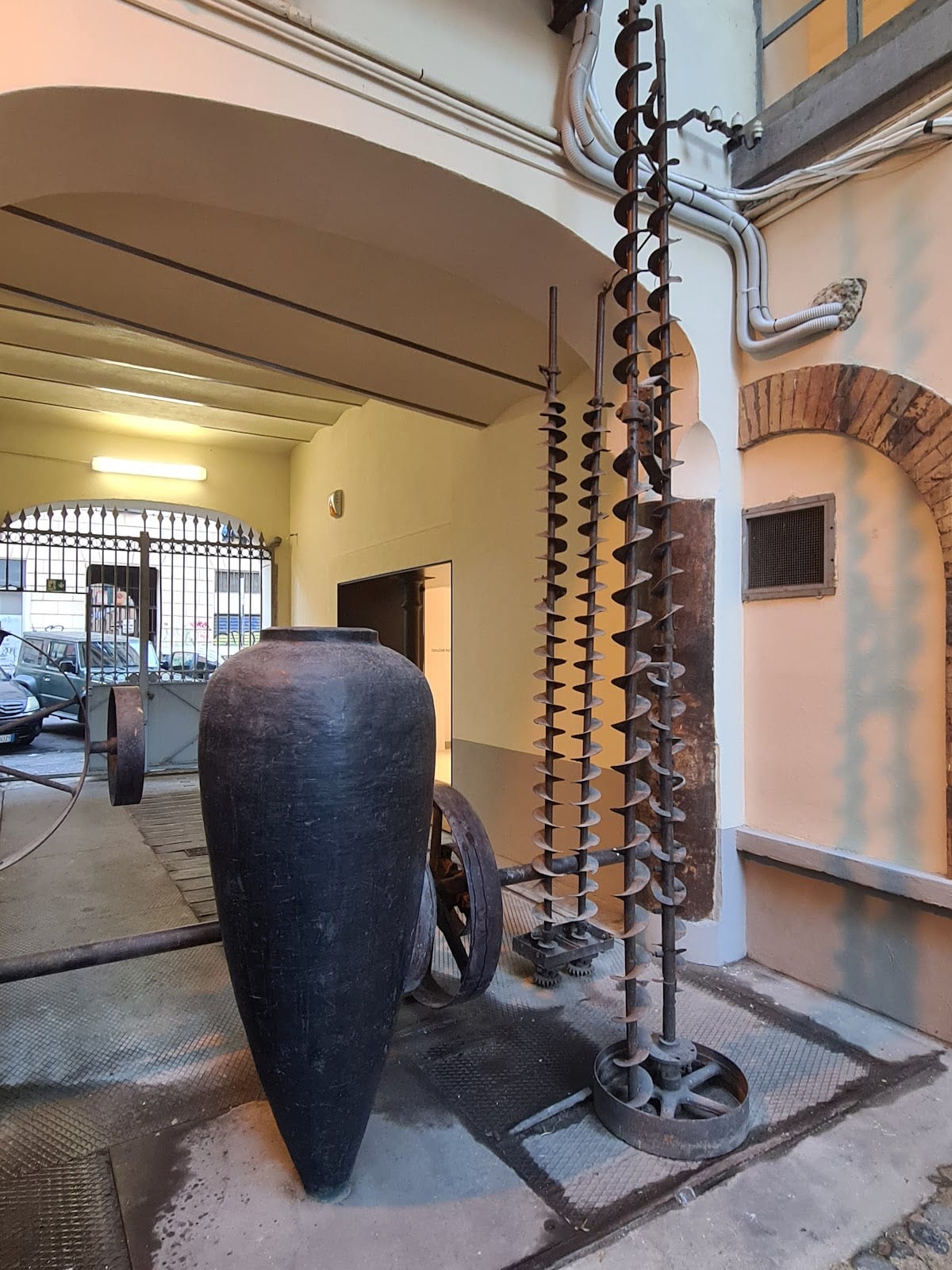 Preserved pasta-making machinery inside the Pastificio Cerere.