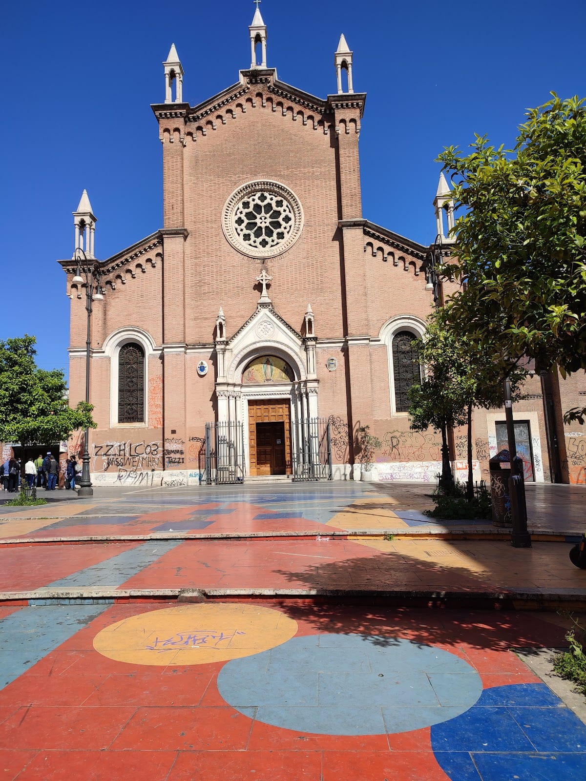The neo-Gothic church of the Immacolata facing the scruffy square in San Lorenzo.
