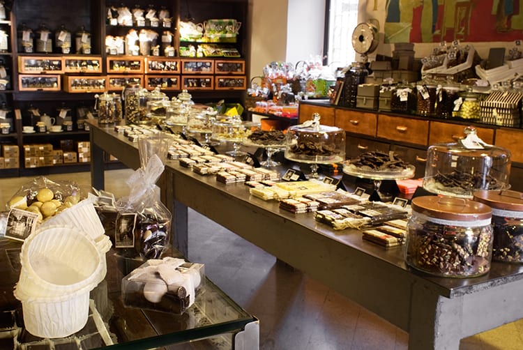 The chocolate counter and factory-shop interior of Said dal 1923.