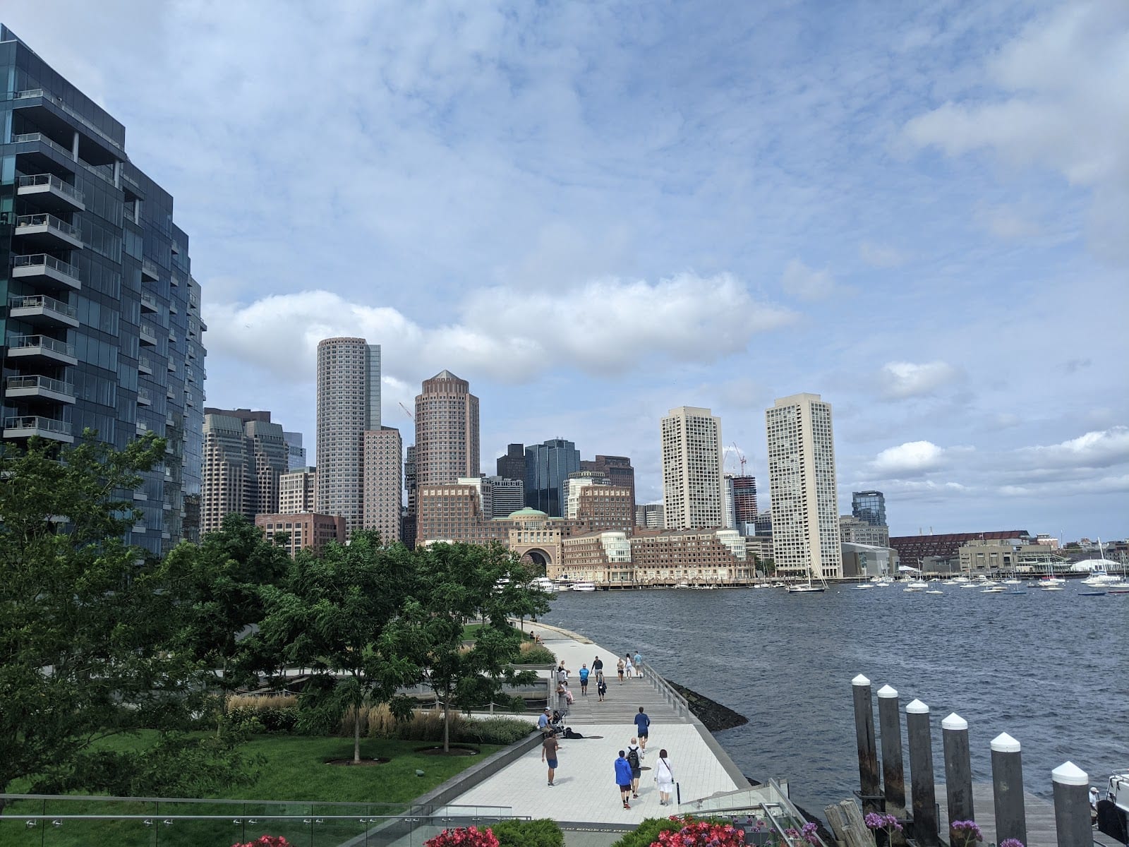 HarborWalk path along the Boston Seaport waterfront.