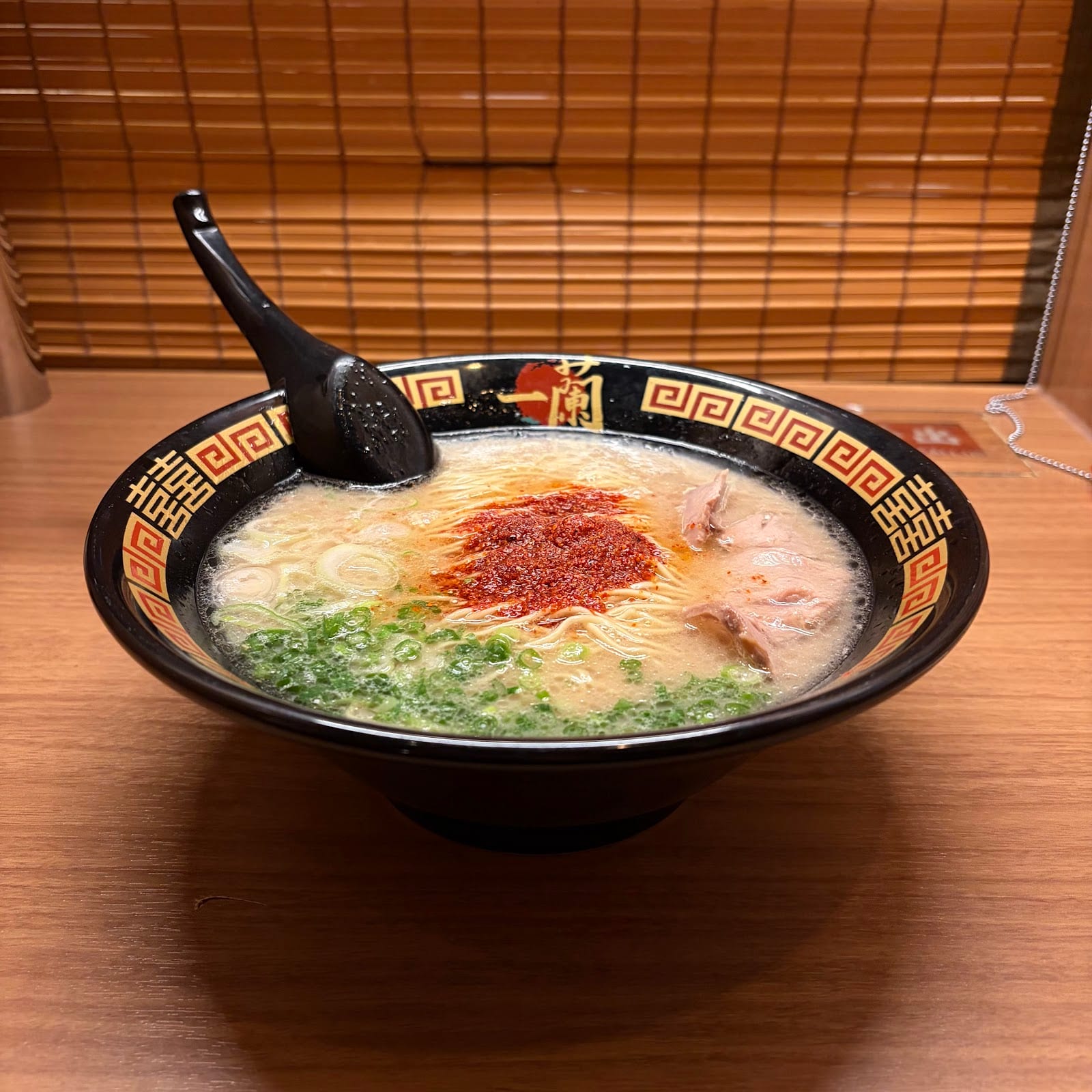 Ichiran's signature tonkotsu ramen with red chili paste.