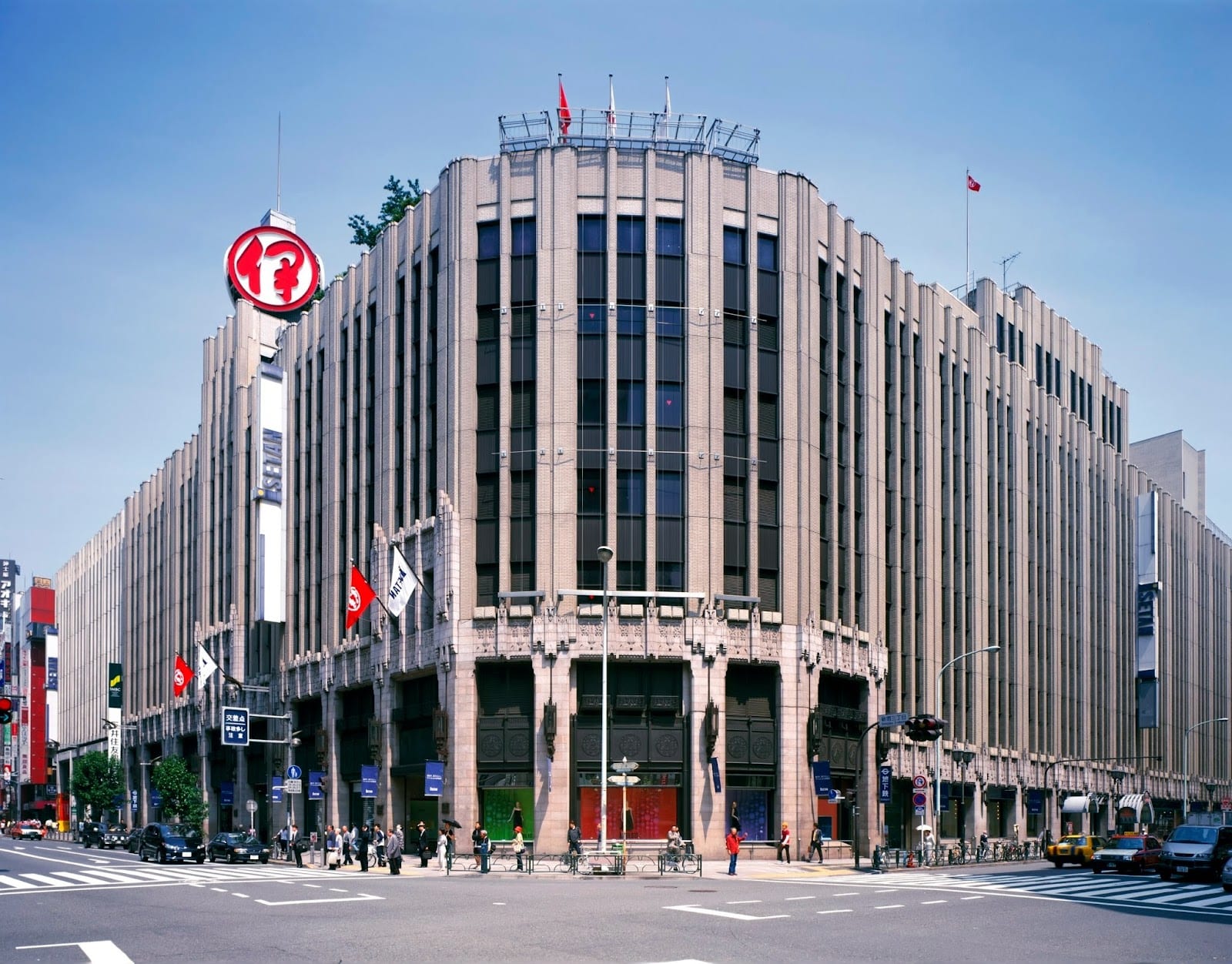 The landmark facade of the Isetan Shinjuku department store.