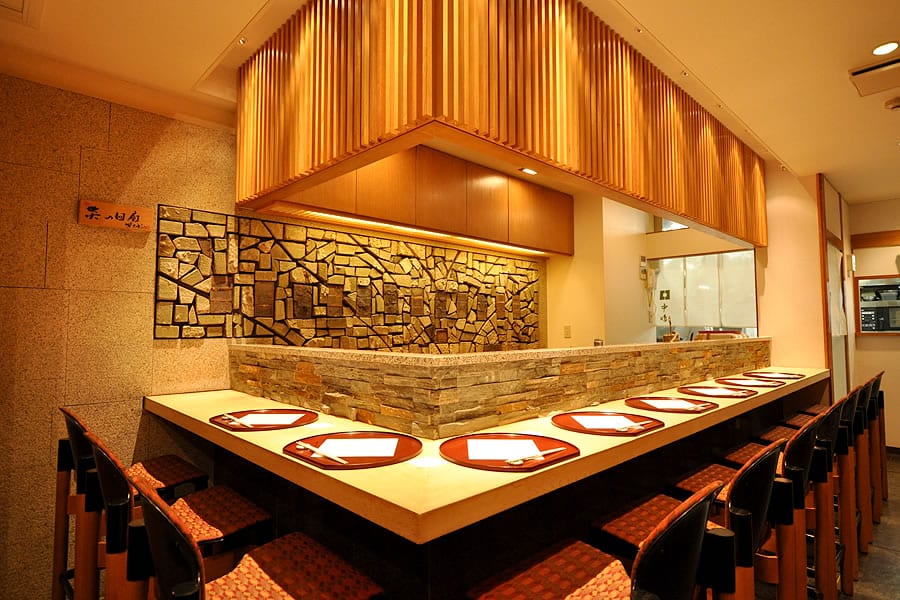 The intimate counter at the Michelin-starred Nakajima.