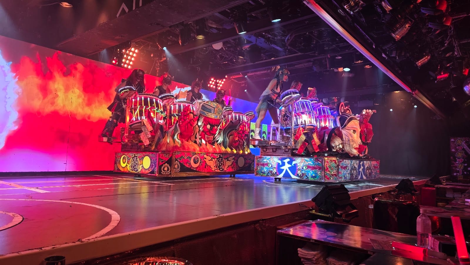 A glowing parade float in the Samurai Restaurant cabaret.