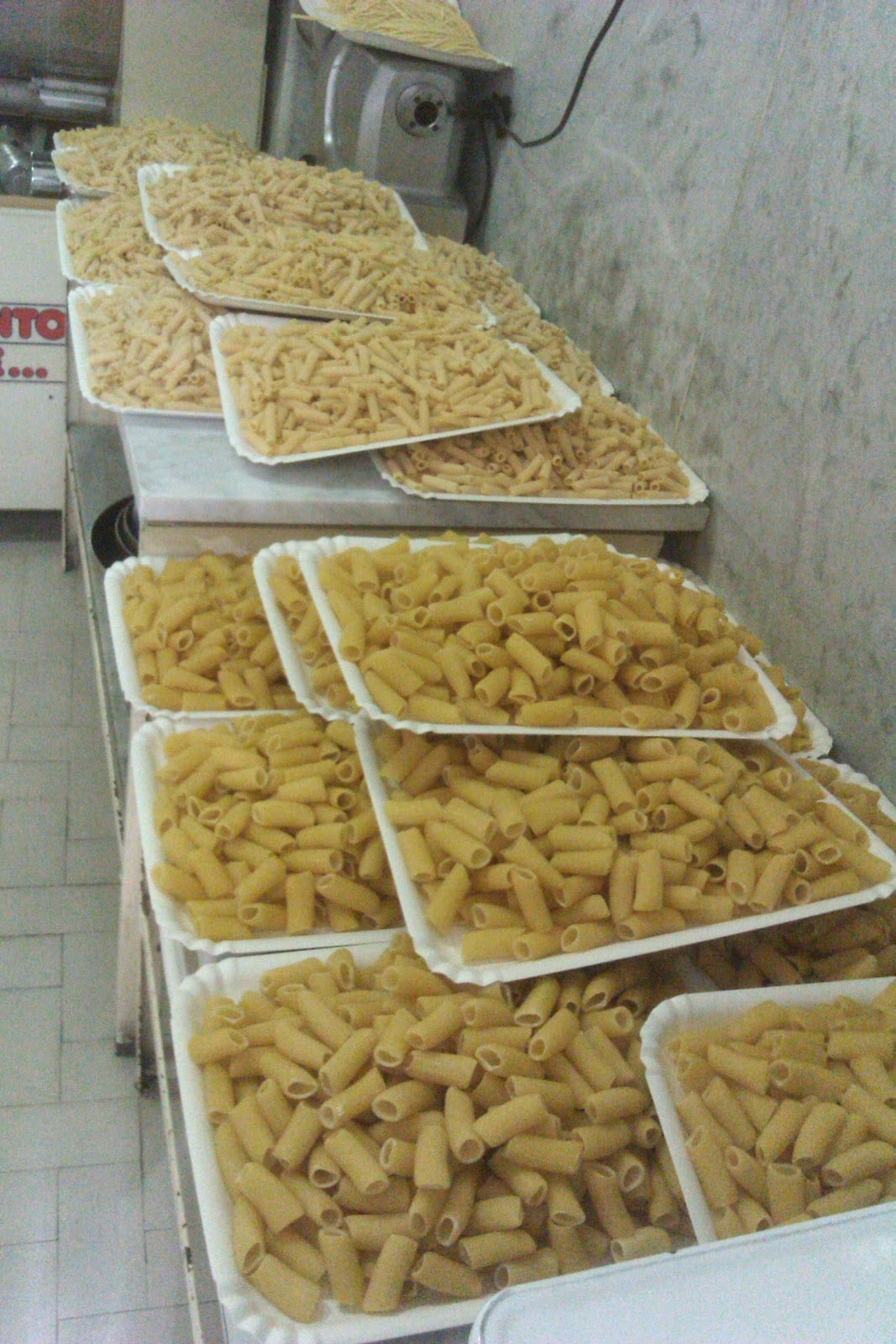 Trays of freshly made pasta at Pastificio Guerra.
