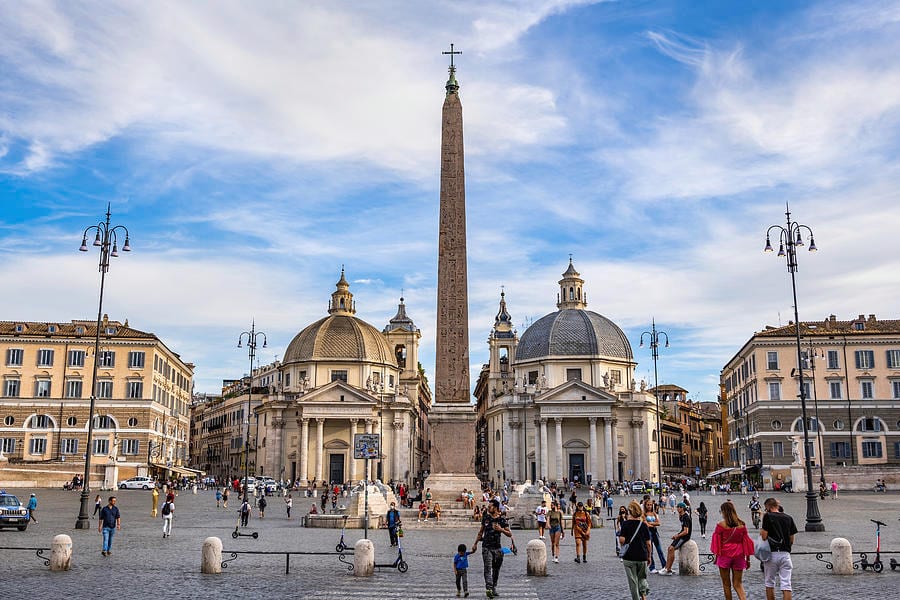 The Flaminio Obelisk and the twin churches of Piazza del Popolo.