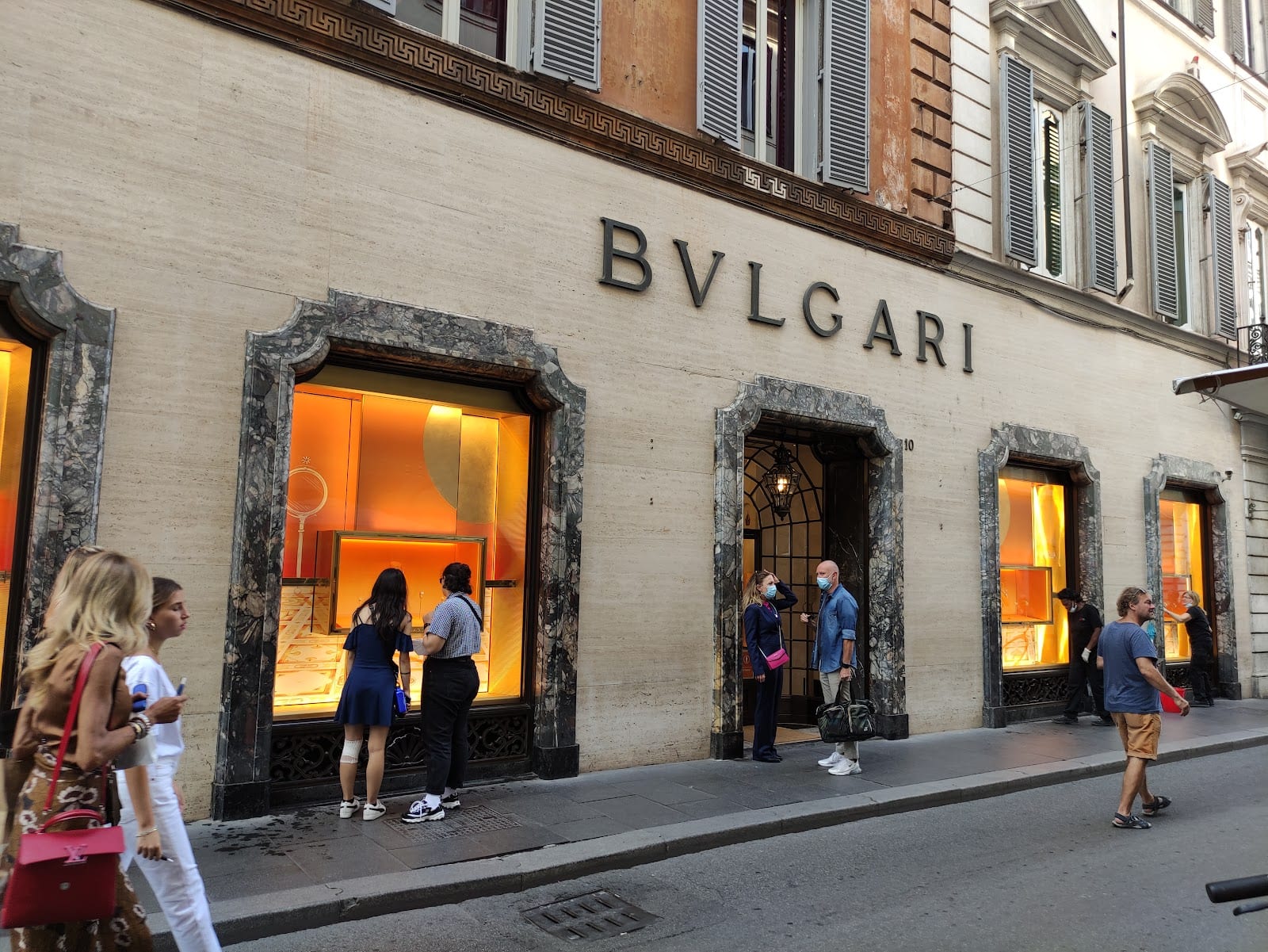 The Bulgari flagship storefront on Via dei Condotti.