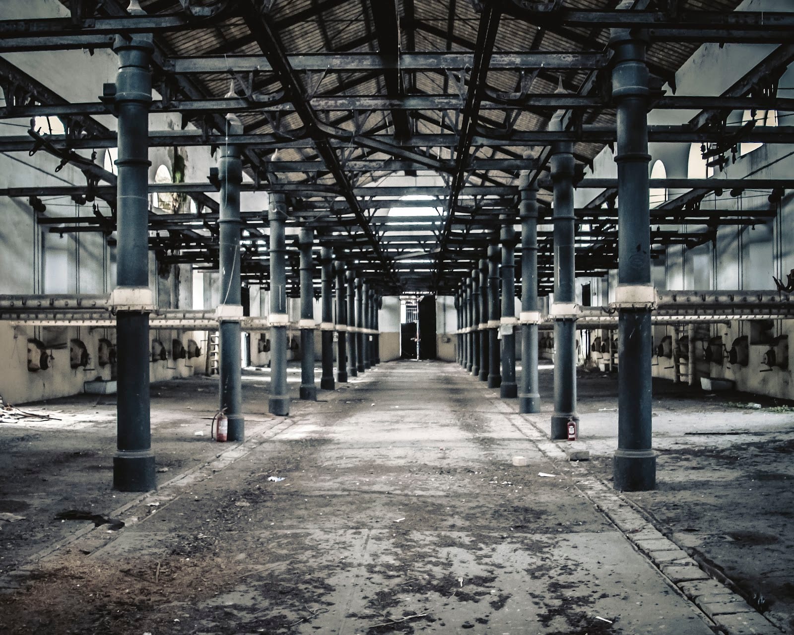 The vast iron-columned interior hall of the former slaughterhouse in Testaccio.