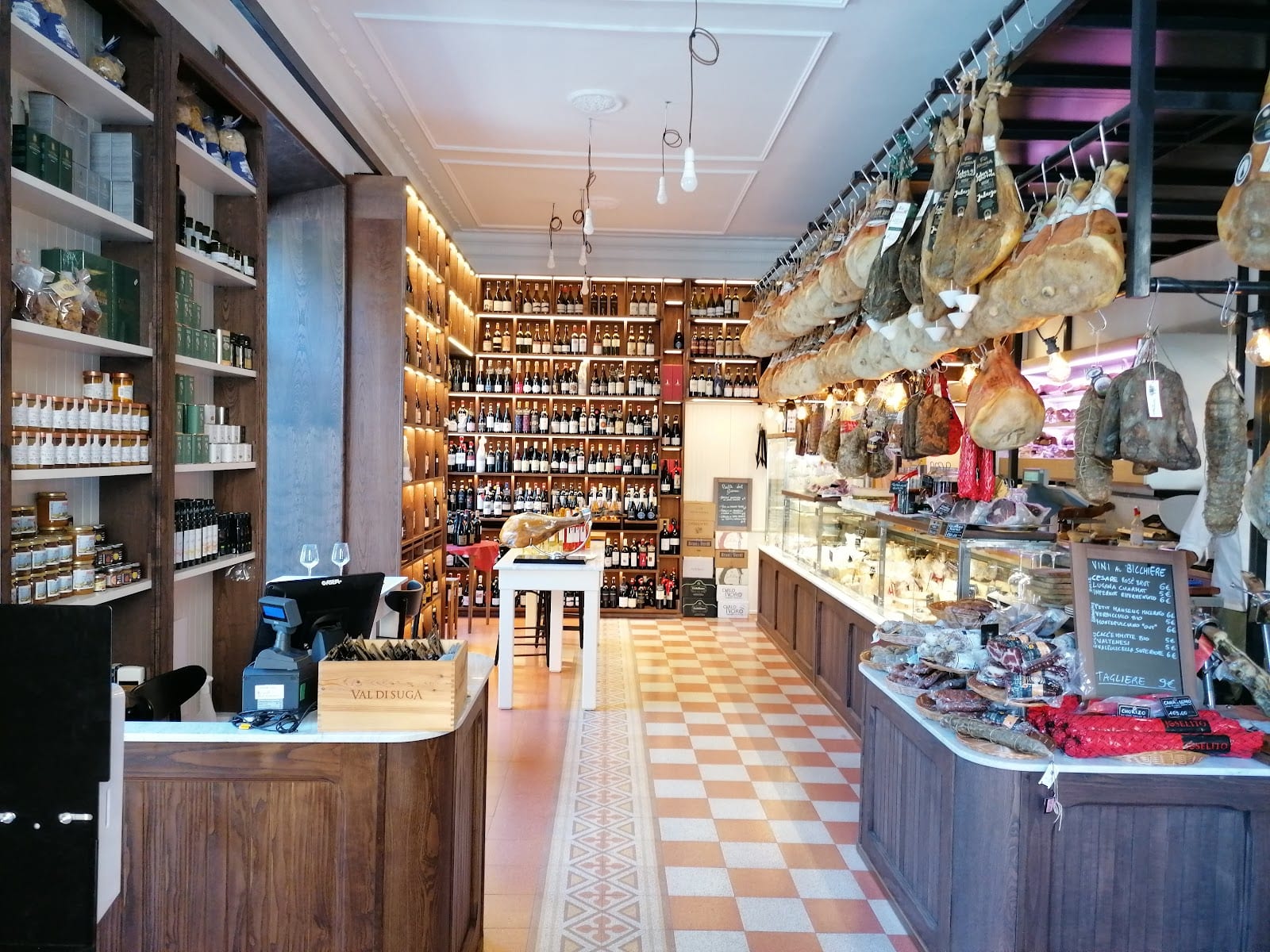 The stocked interior of the historic Volpetti deli in Testaccio.