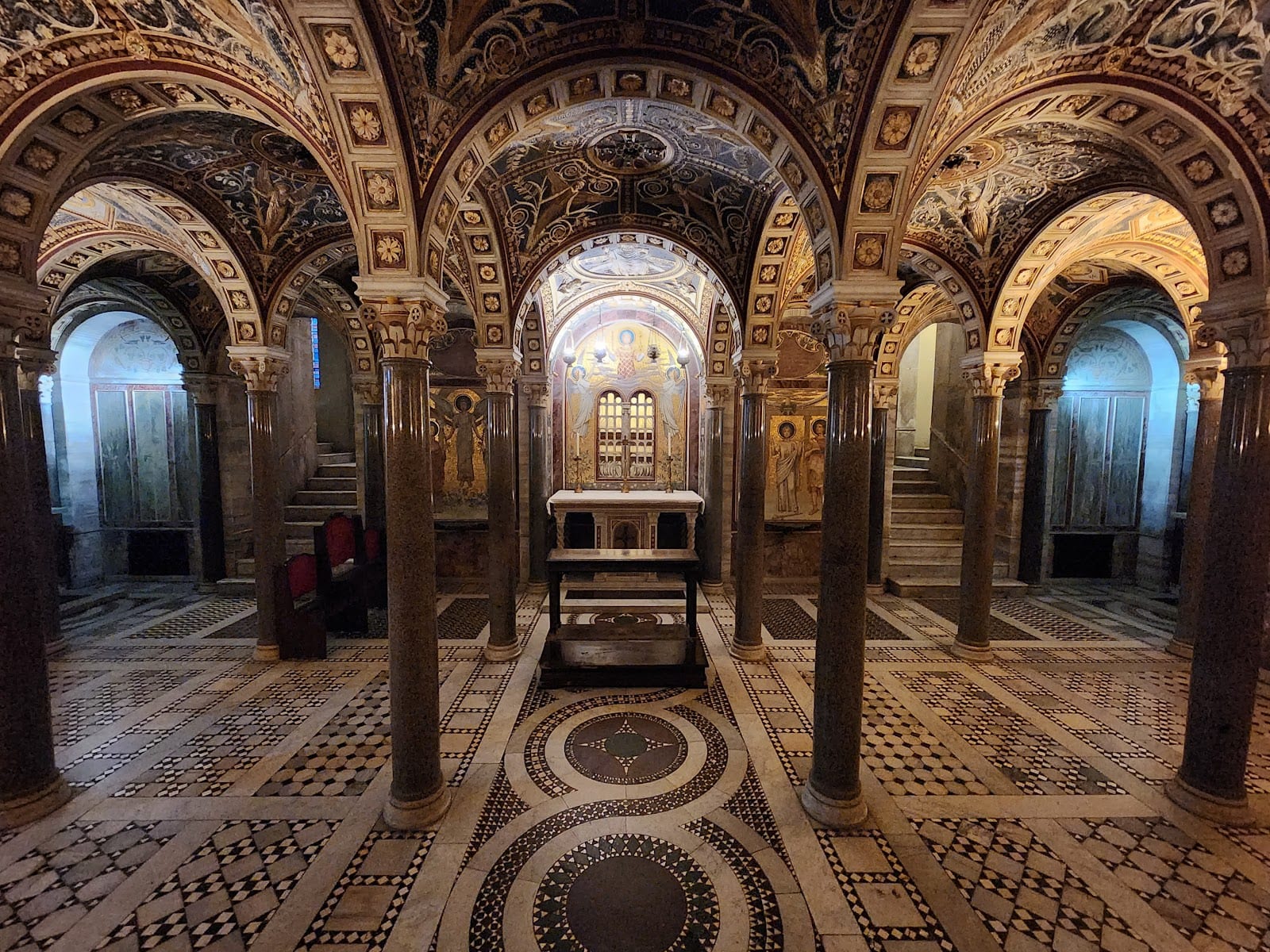 The Byzantine-columned crypt of Santa Cecilia in Trastevere.