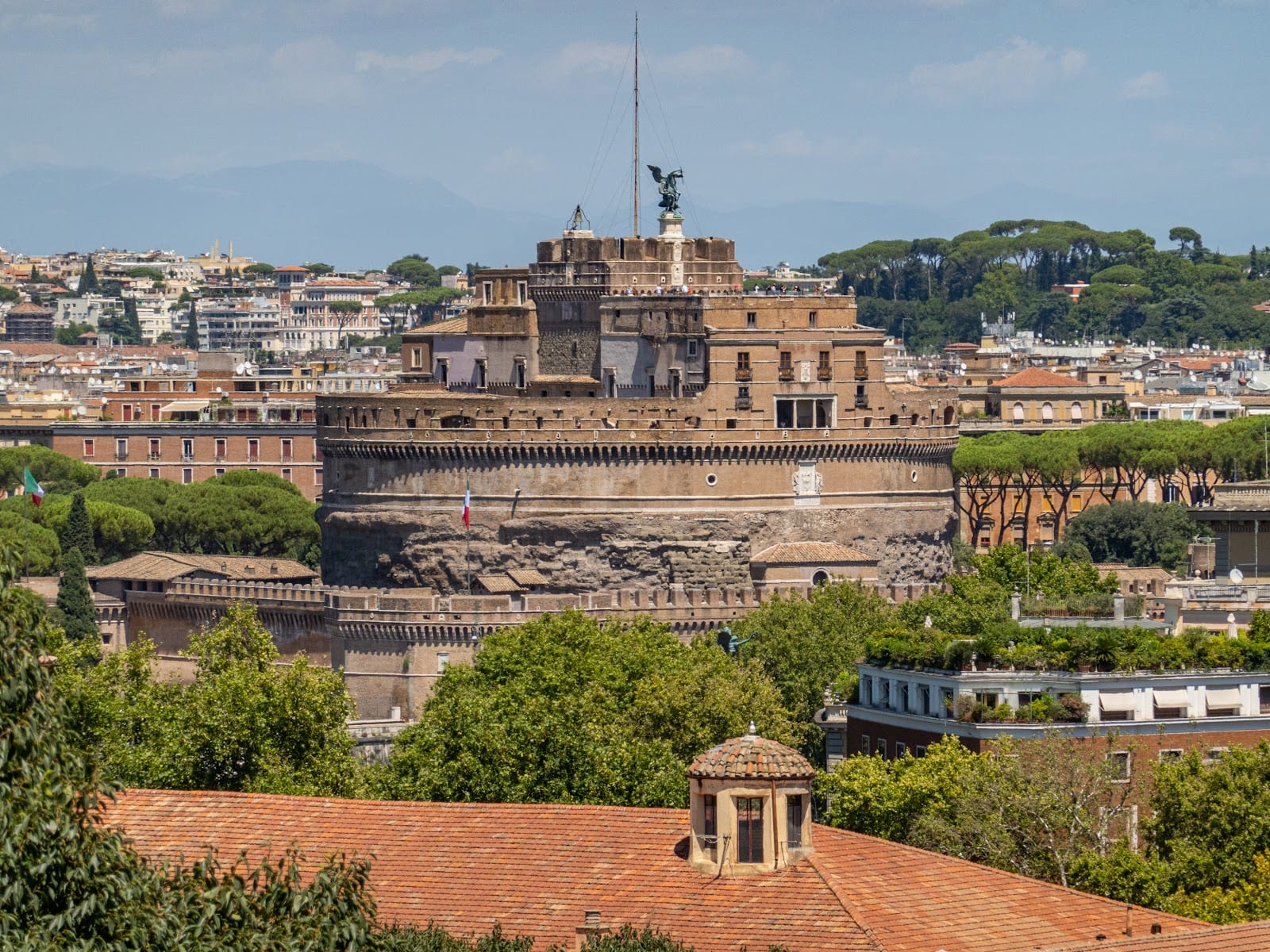 Castel Sant'Angelo and the rooftops of Rome from the Gianicolo.
