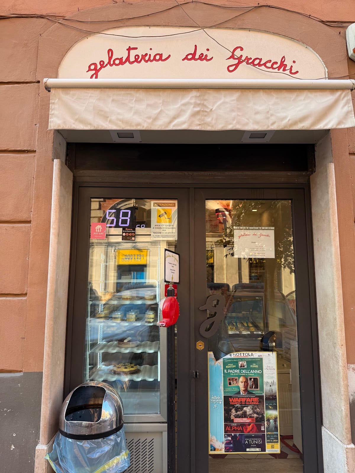 The storefront of Gelateria dei Gracchi in Prati, Rome.