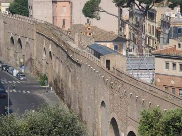 The Passetto di Borgo, the elevated fortified corridor between the Vatican and Castel Sant'Angelo.
