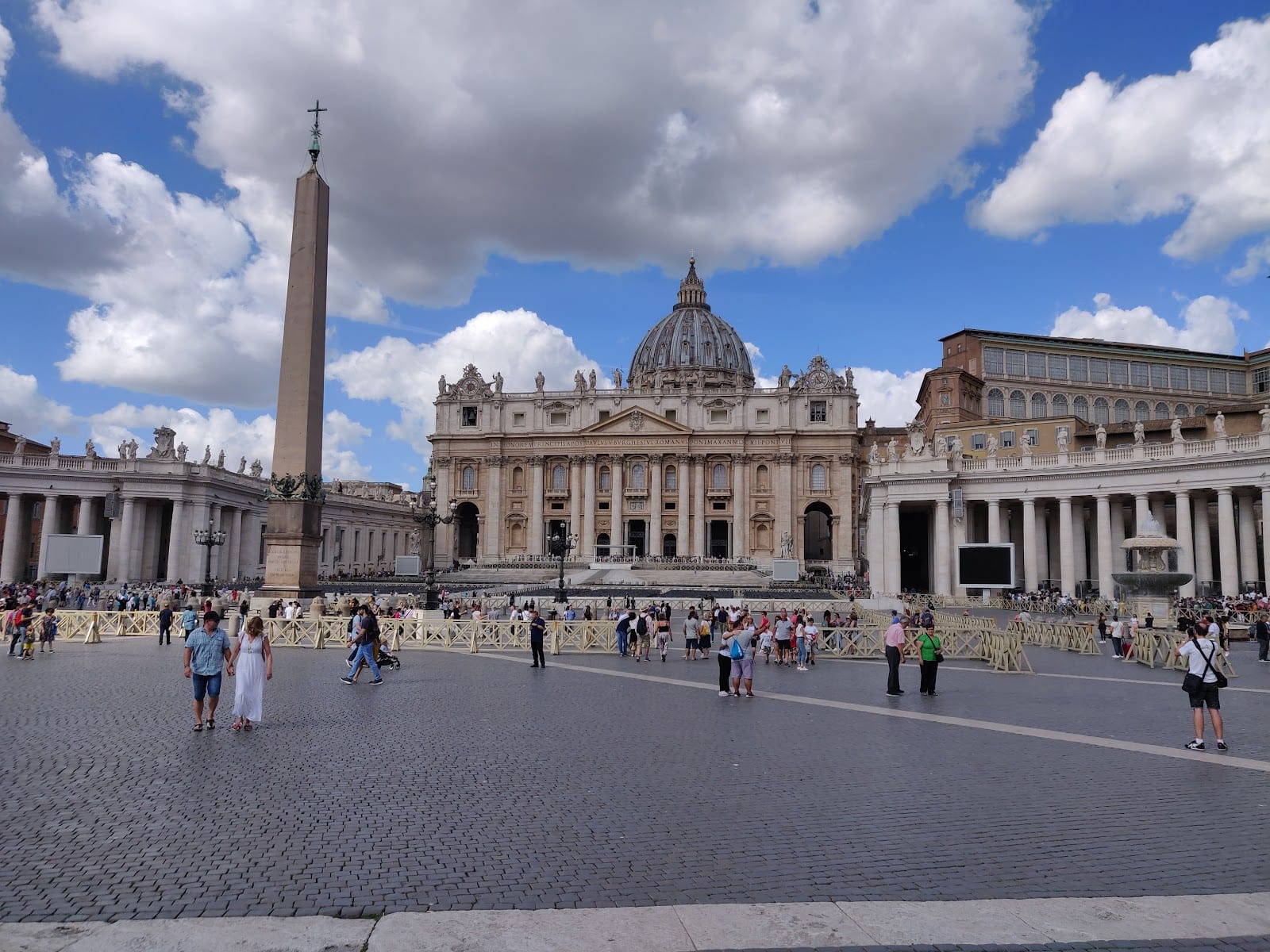 St Peter's Square with the Egyptian obelisk and the basilica behind it.