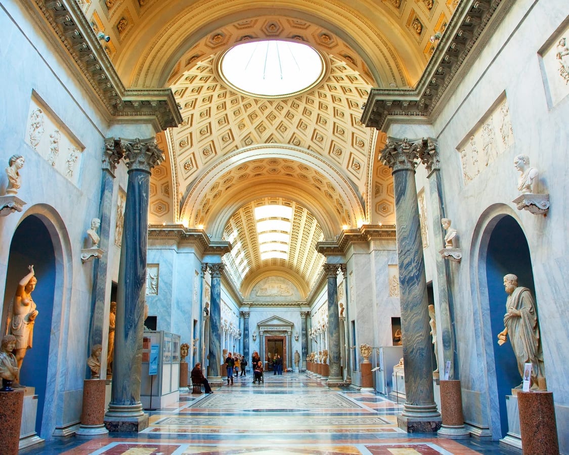A sculpture gallery inside the Vatican Museums.