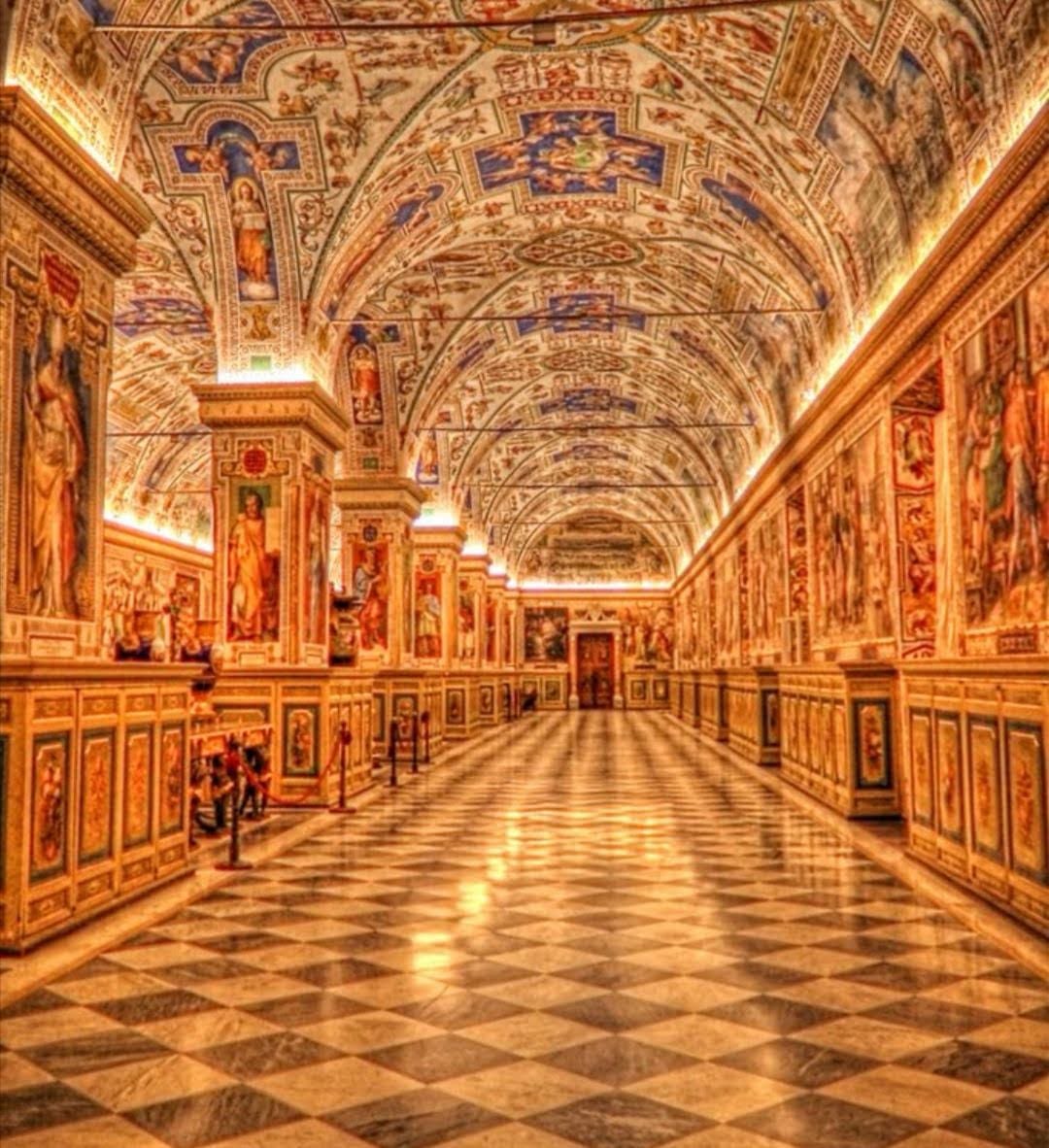 The long frescoed corridor of the Gallery of Maps in the Vatican Museums.