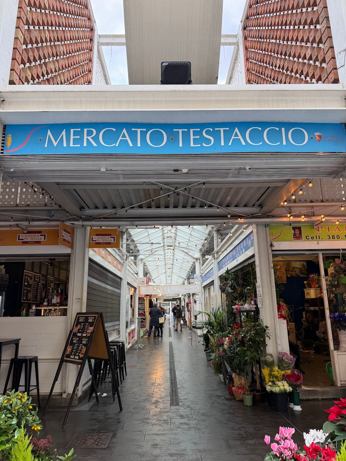 The covered entrance of the Mercato di Testaccio, Rome's best neighborhood food market.