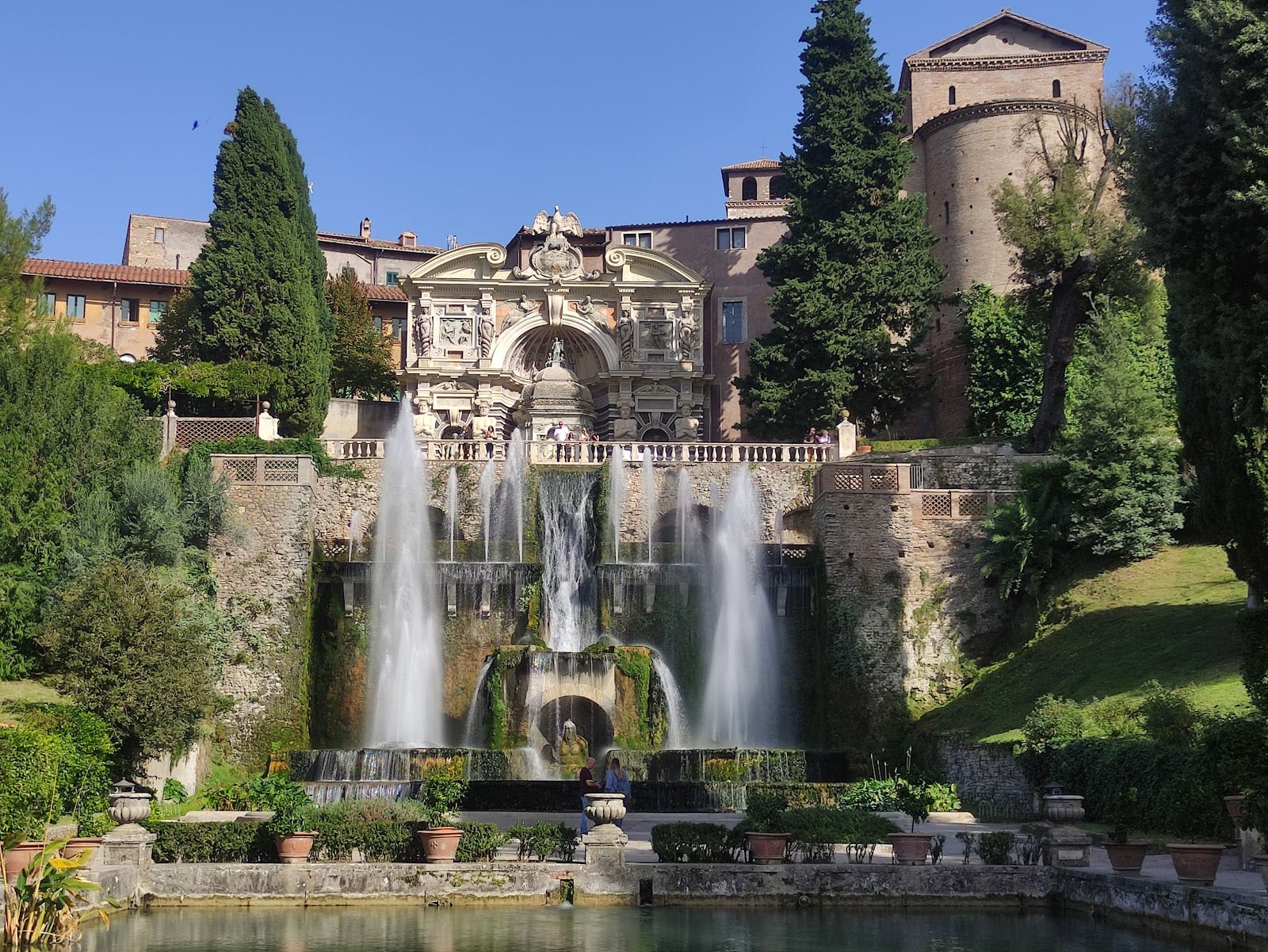 The Fountain of the Organ and cascade at Villa d'Este below the villa.