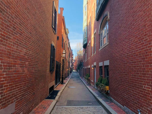 Narrow Hanover Street in Boston's North End