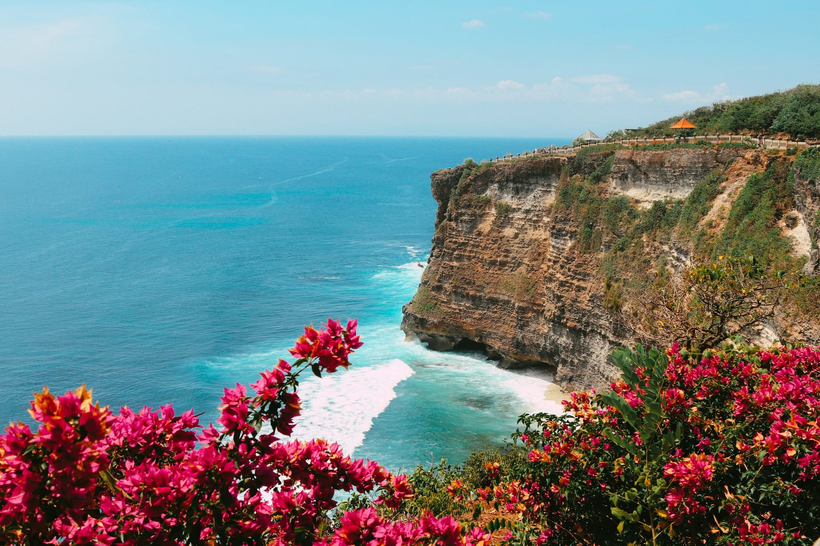 Rocky mountain beside blue sea in Nusa Penida