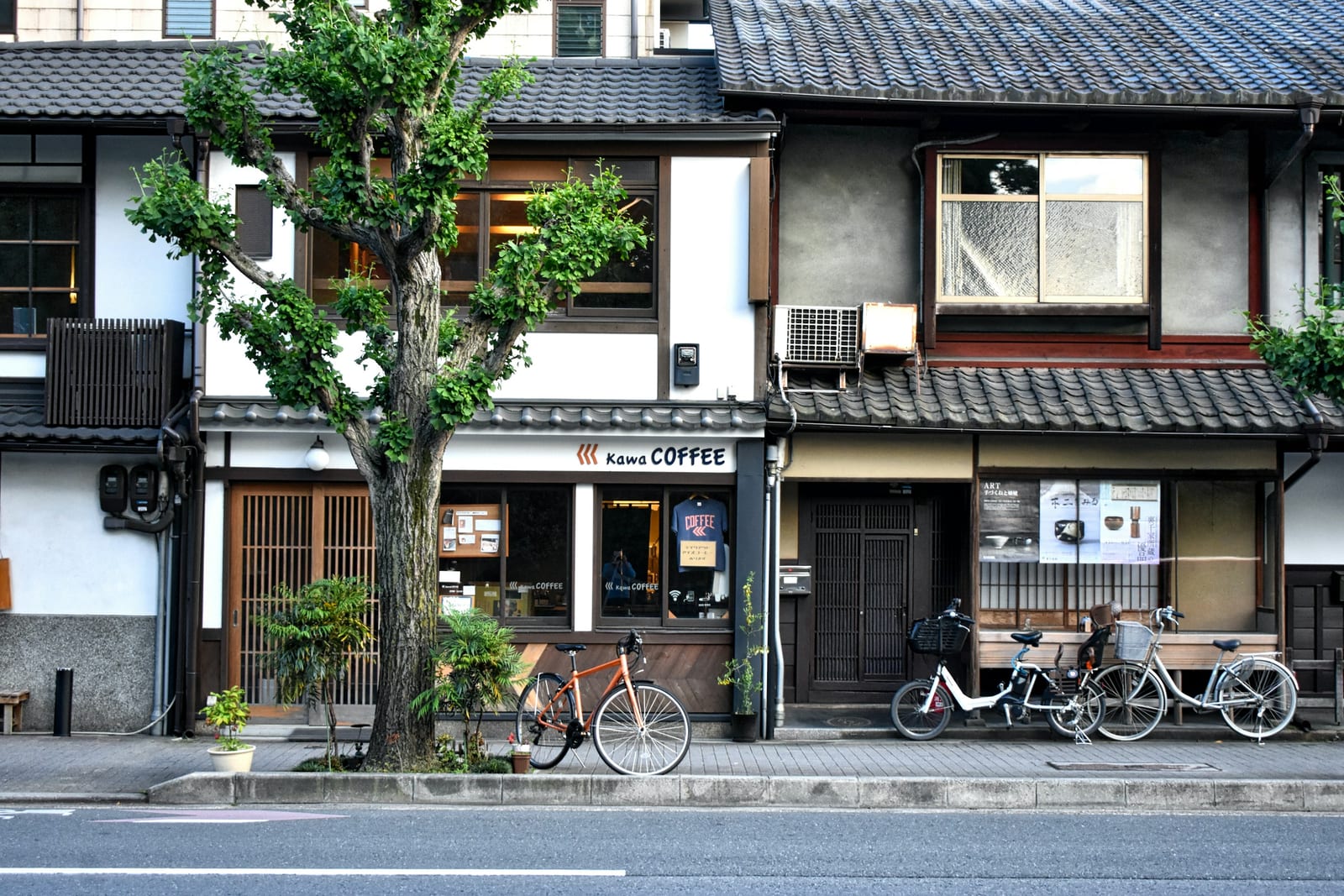 The historic wooden Kayaba Coffee building on a quiet old-town corner of Yanaka, Tokyo.