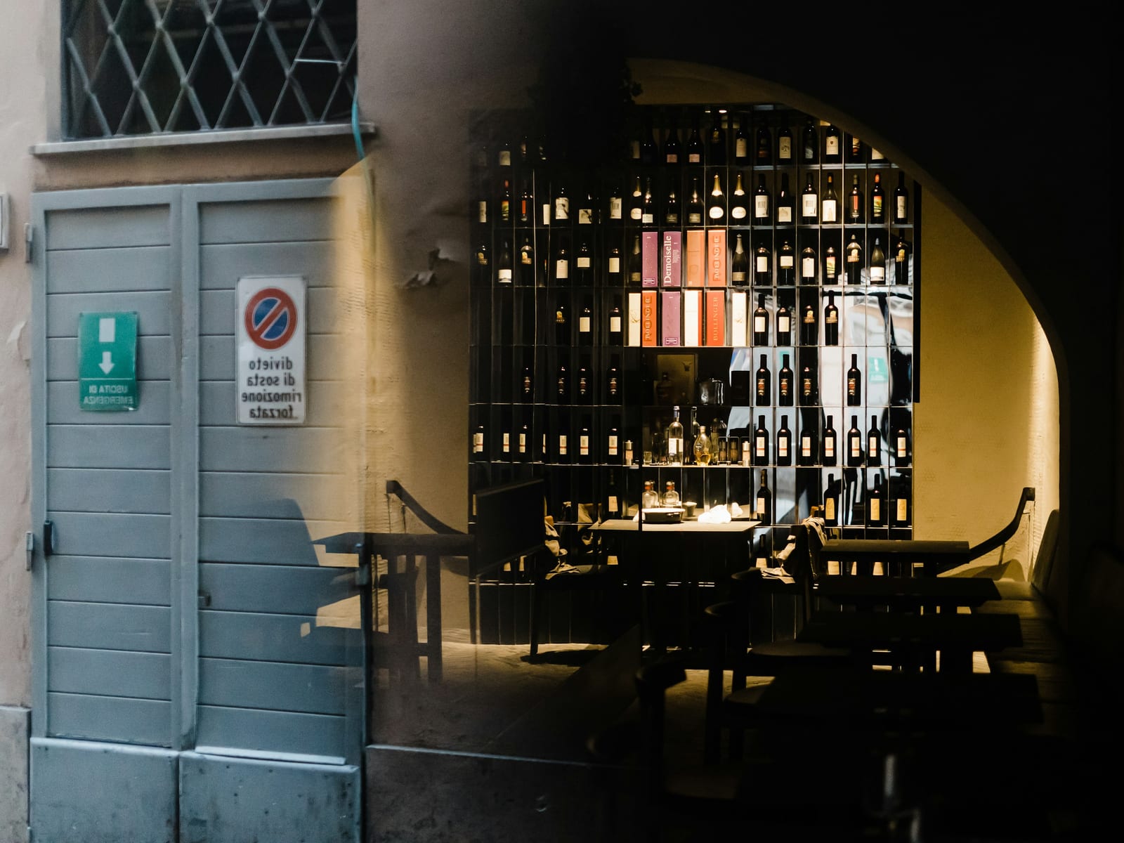 The small, memorabilia-filled dining room of Da Enzo al 29 in Trastevere.
