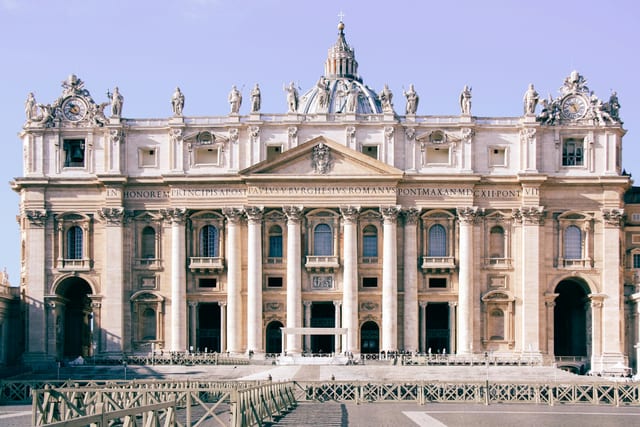 Saints lining the colonnade above St Peter's Square in the Vatican.