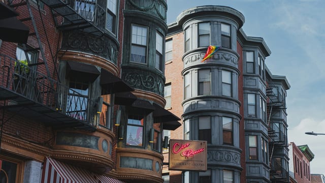 Victorian bow-front brownstones in the South End