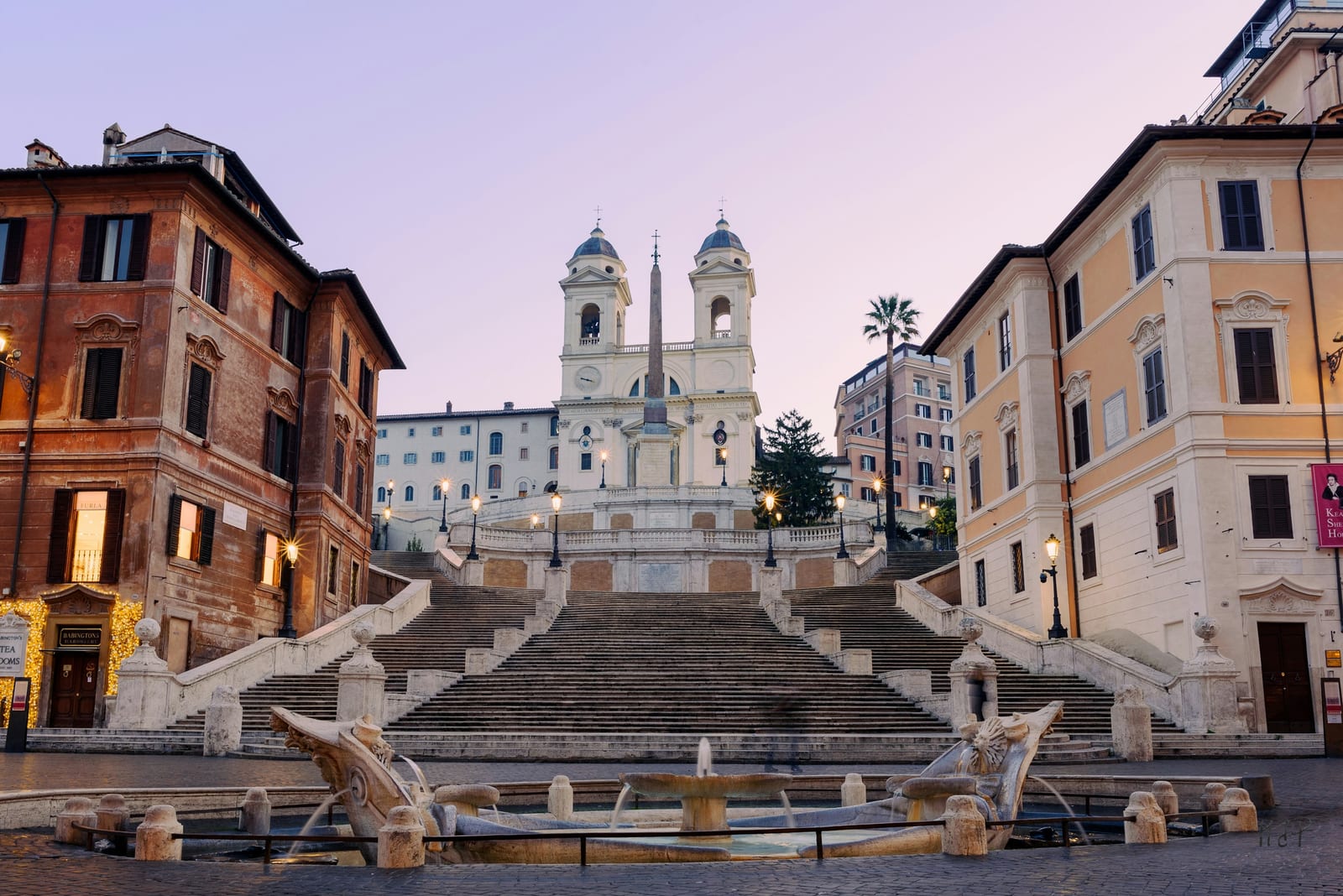 The Spanish Steps and Piazza di Spagna in Rome at first light.