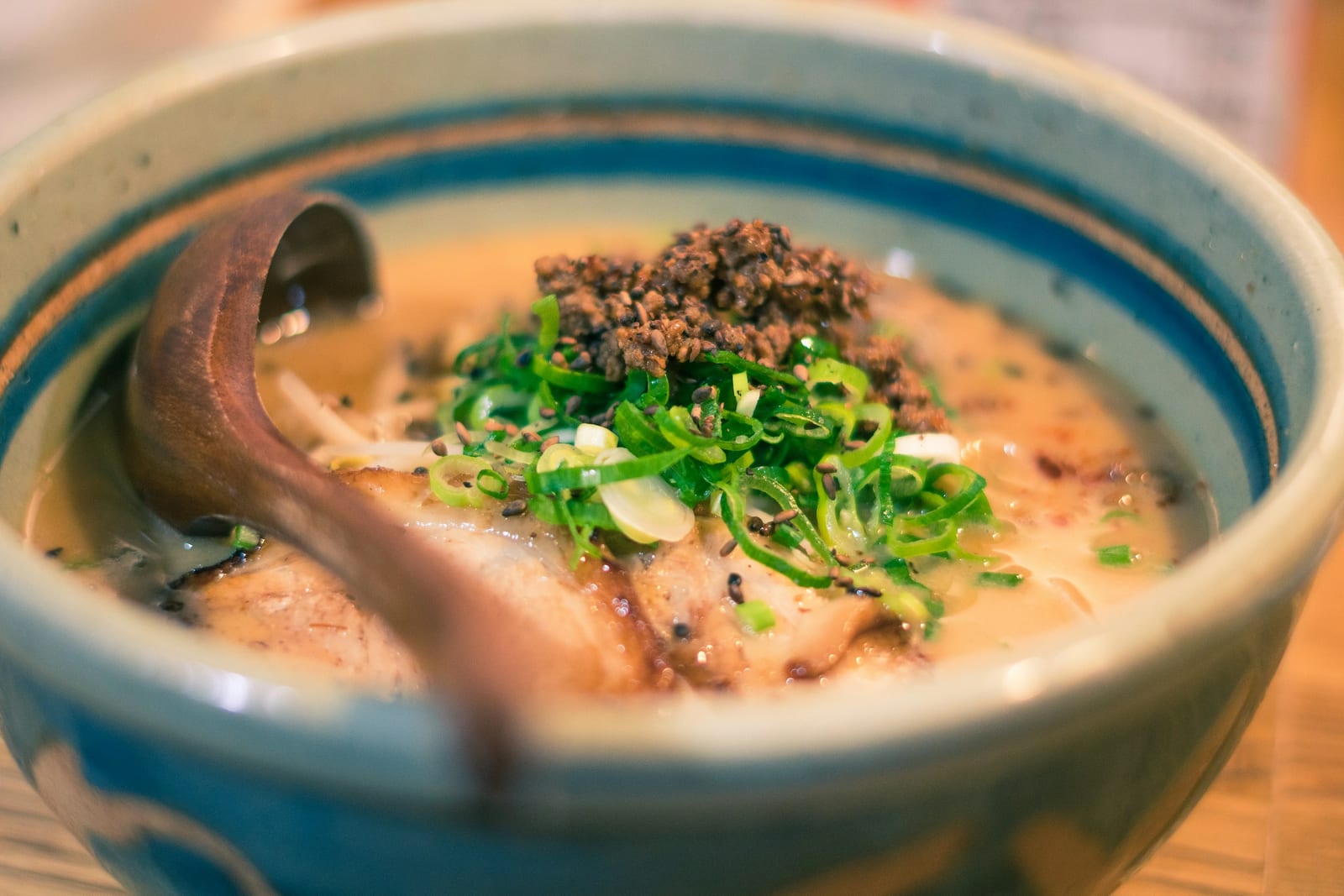 A bowl of tonkotsu ramen.